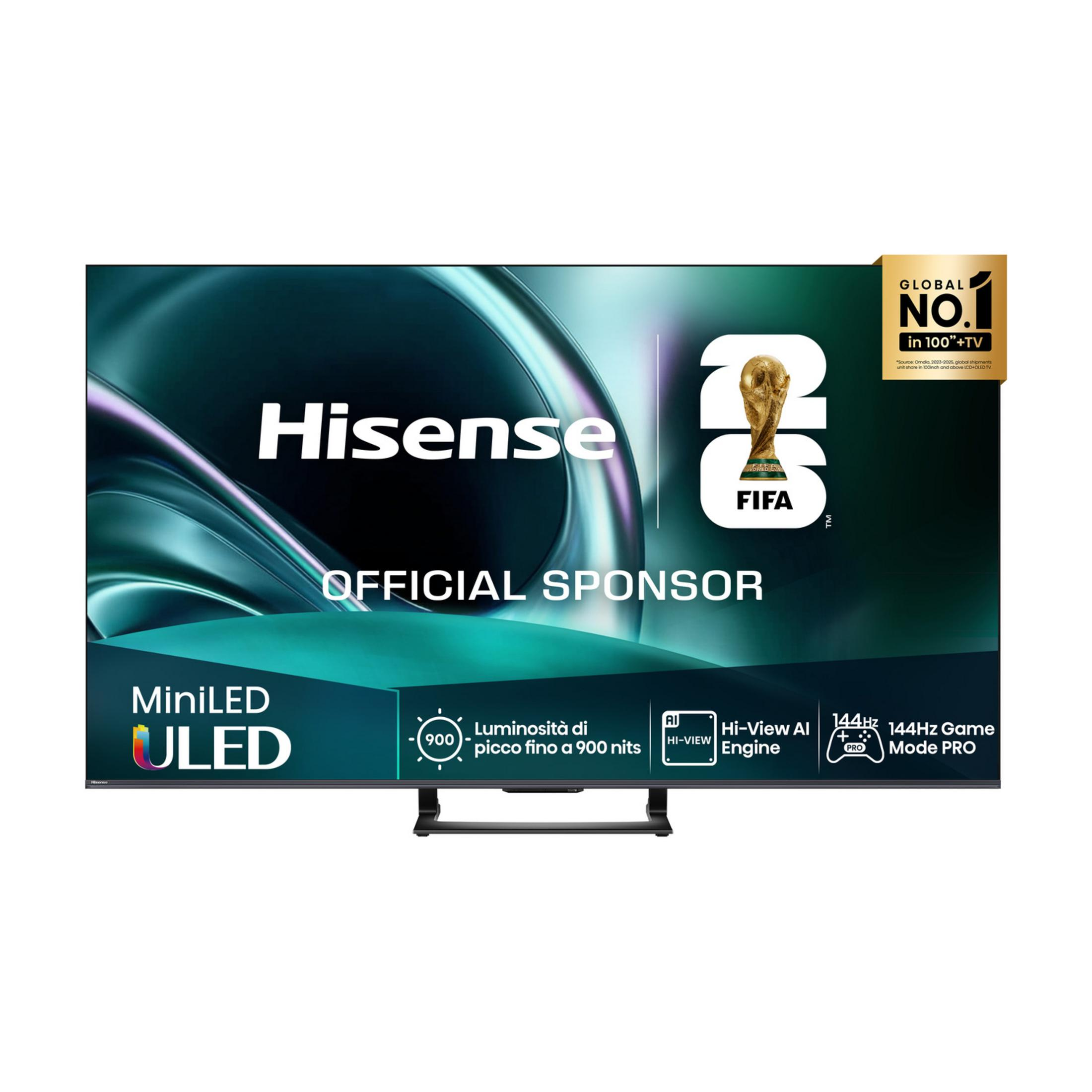 TV Hisense MiniLED ULED: Partner FIFA, 900 nit, Hi-View AI, Game Mode PRO 144Hz.