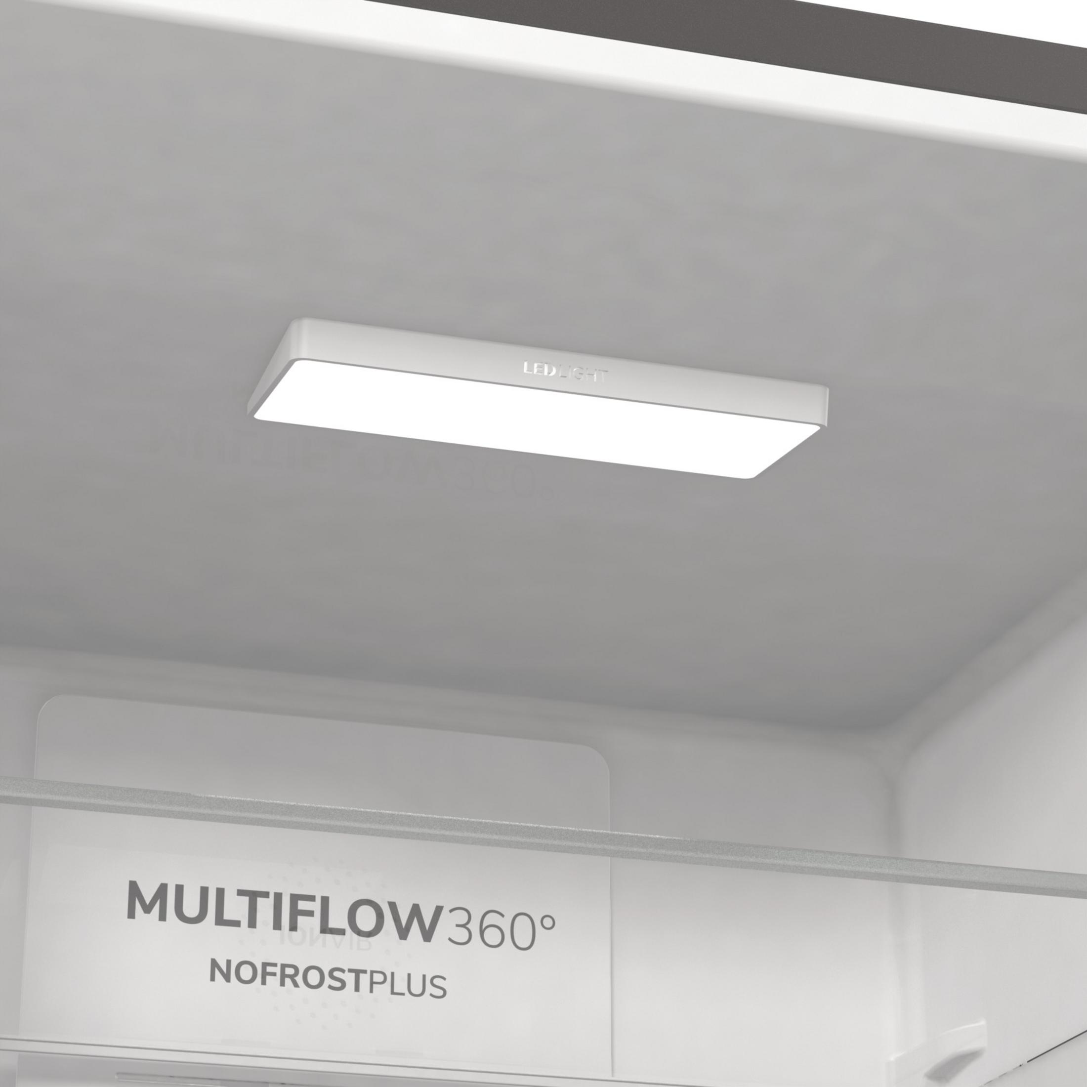 Oświetlenie LED na górze lodówki z funkcją Multflow360° i NoFrostPlus.