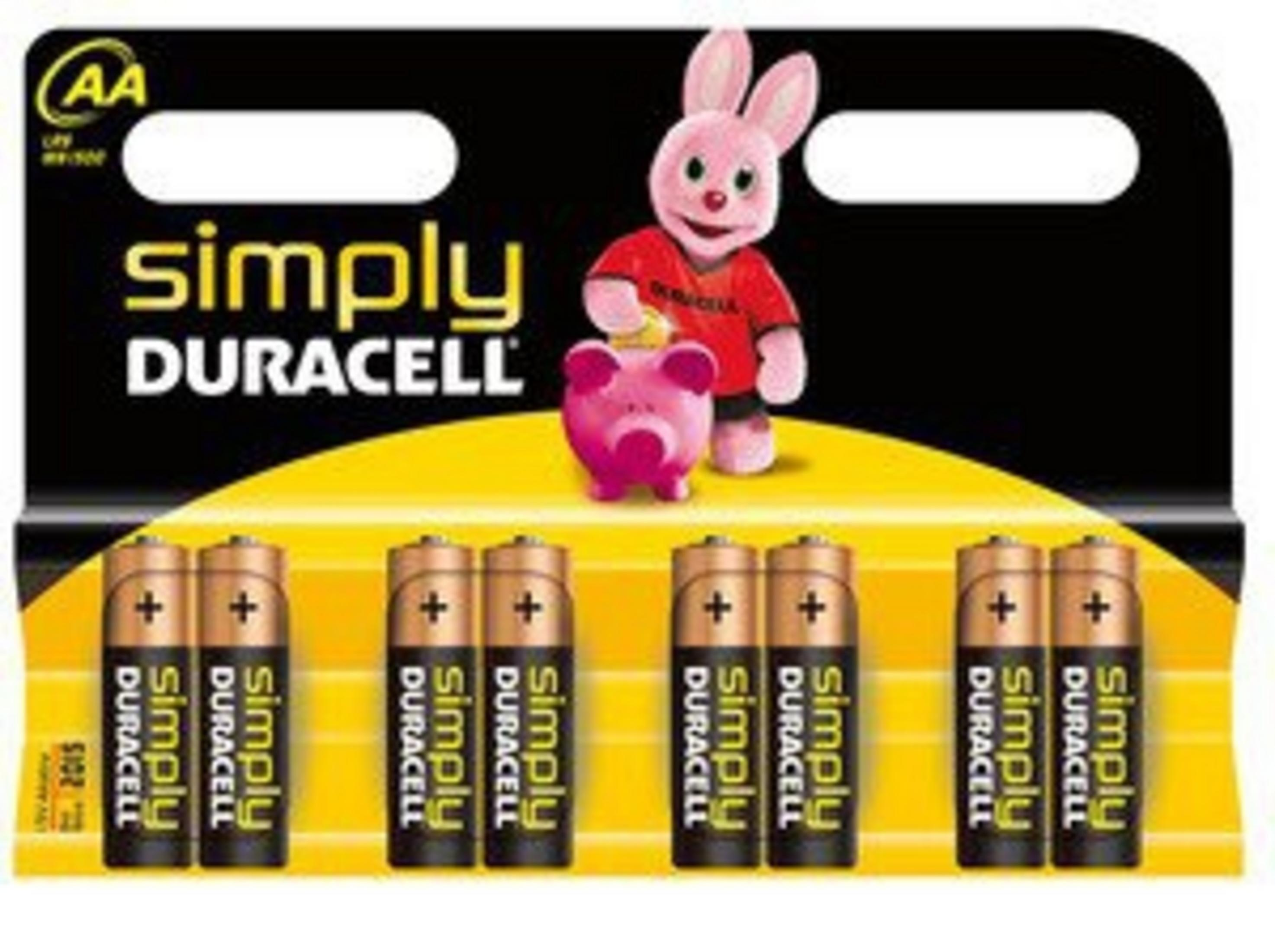 Ein pinkes Kaninchen mit Sparschwein und Duracell-Batterien auf schwarzem Hintergrund.