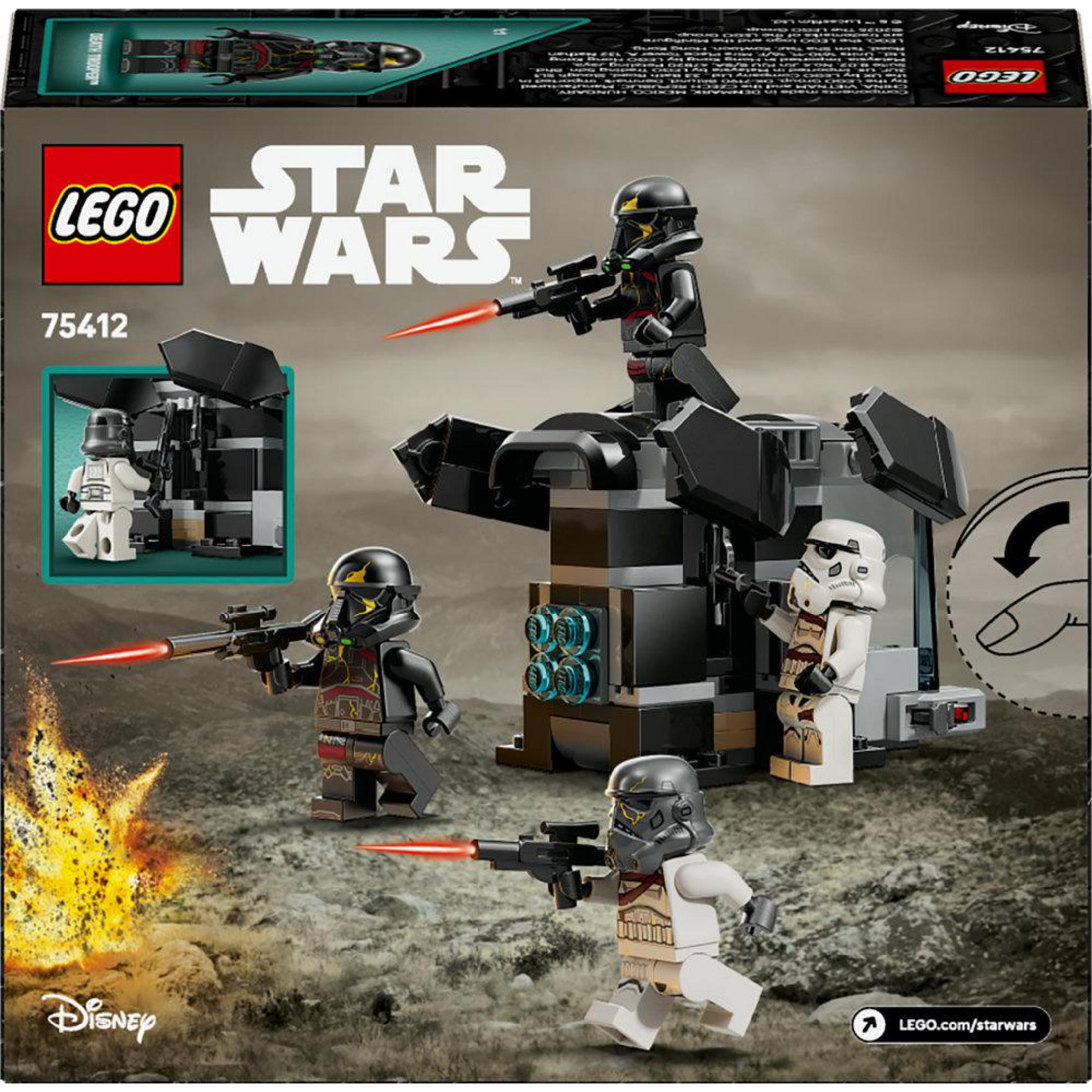 Set LEGO Star Wars con 3 minifigure, un cannone e un'esplosione.