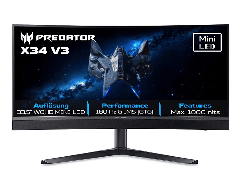 ACER PREDATOR X34V3BMIIPHUZX 34 Zoll QHD Gaming Monitor (1 ms