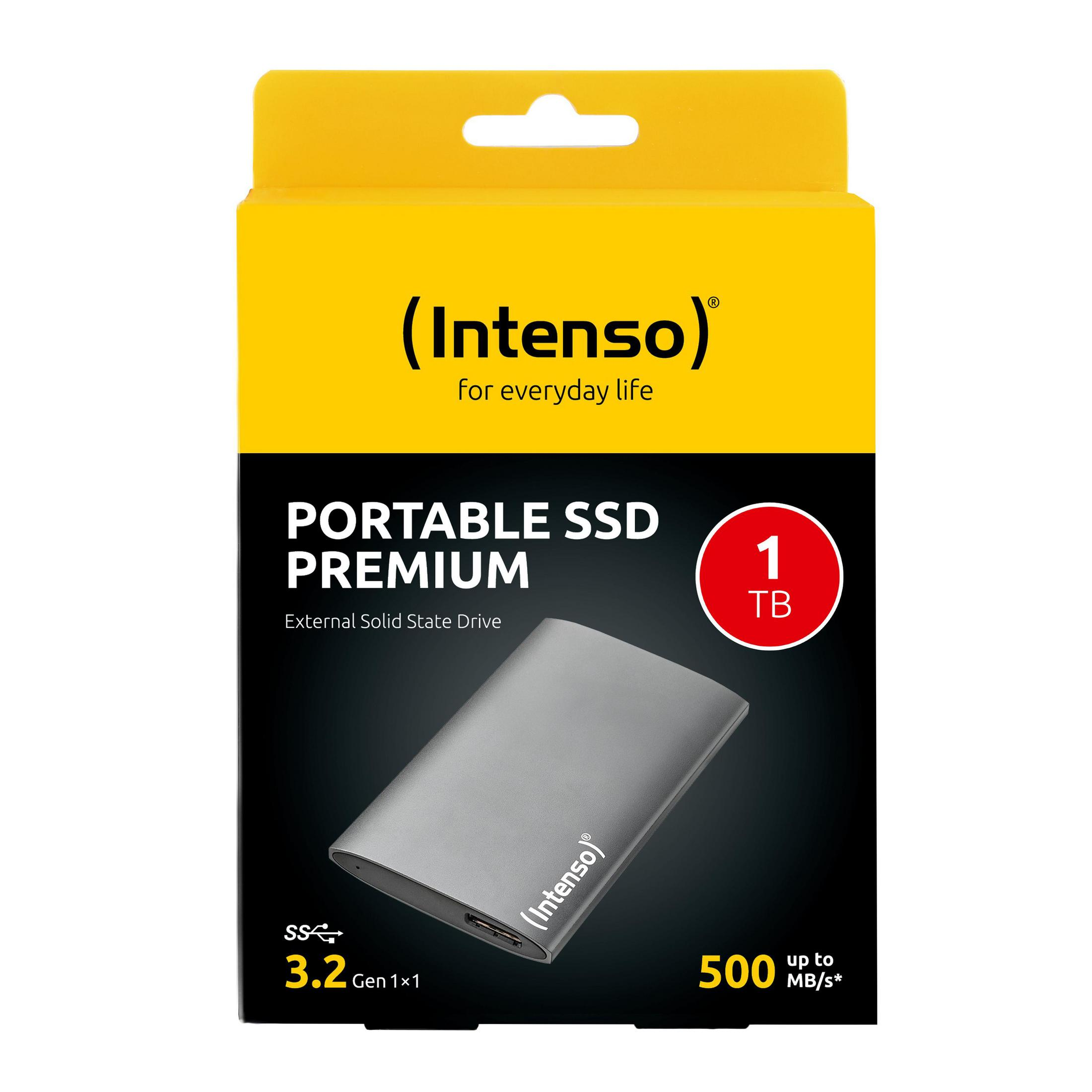 Intenso Portable SSD Premium 1TB, unità esterna argentata, USB 3.2 Gen 1x1.