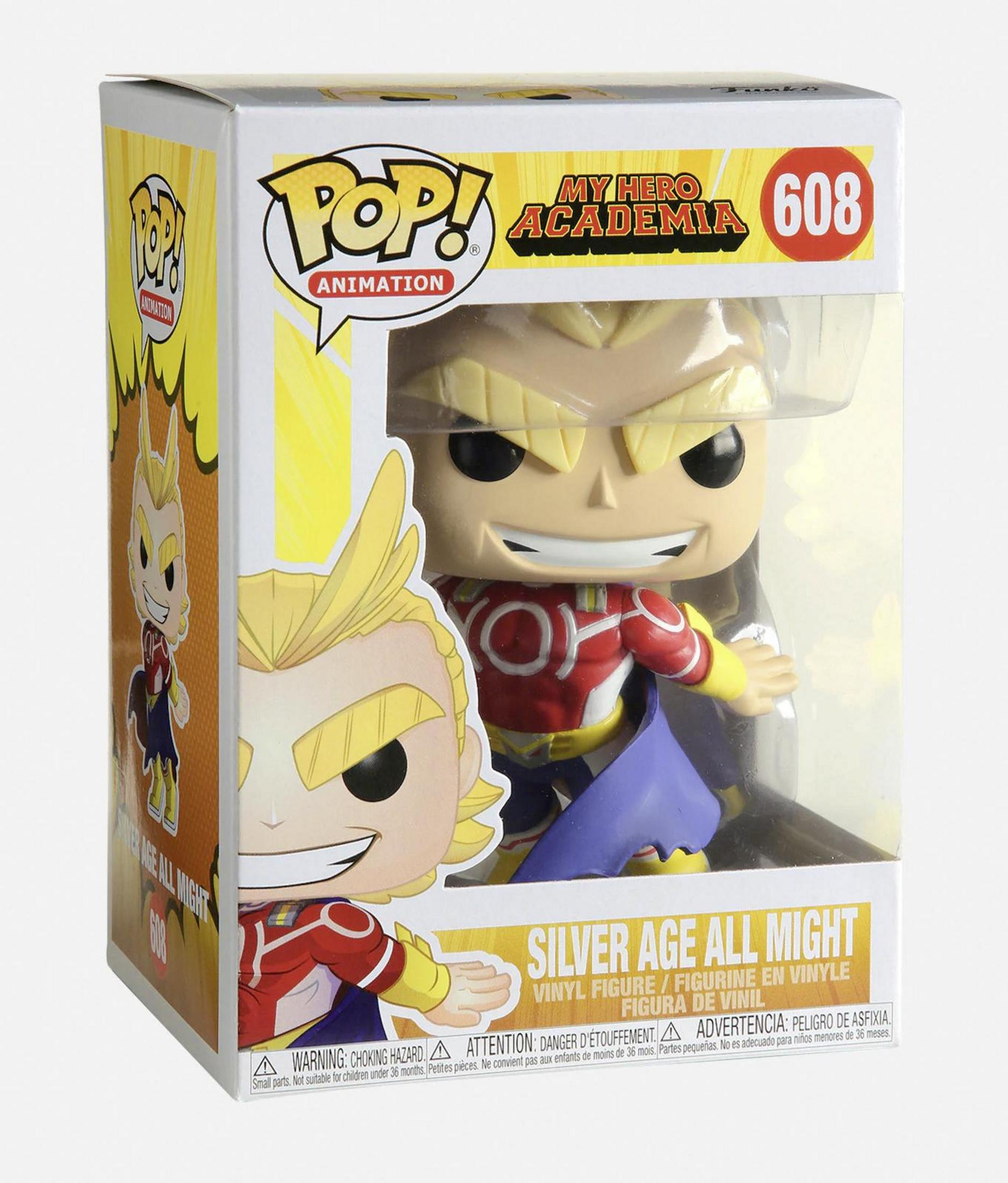 Figura Funko Pop! Silver Age All Might de My Hero Academia en caja.