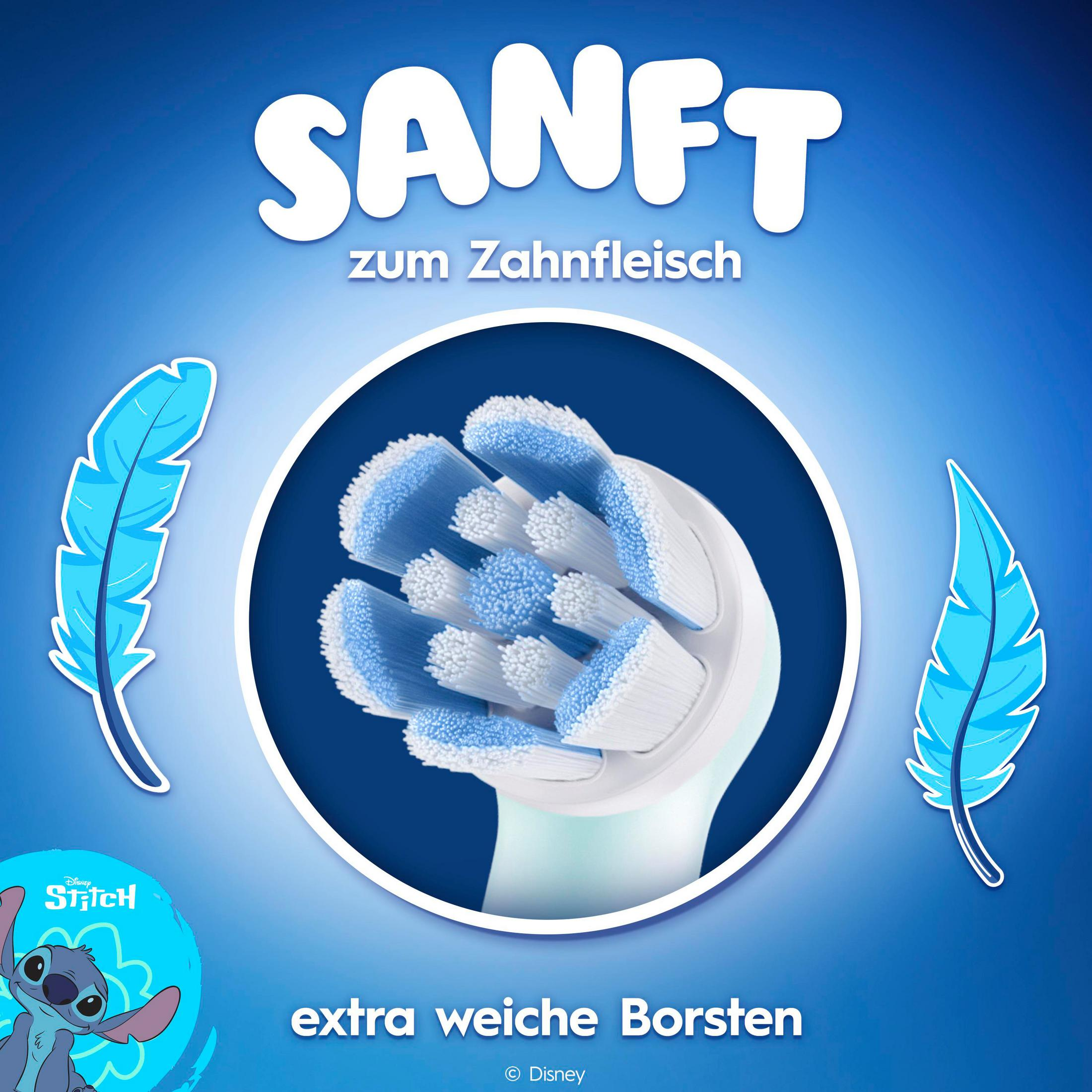 Testina dello spazzolino con setole blu e bianche, Stitch Disney
