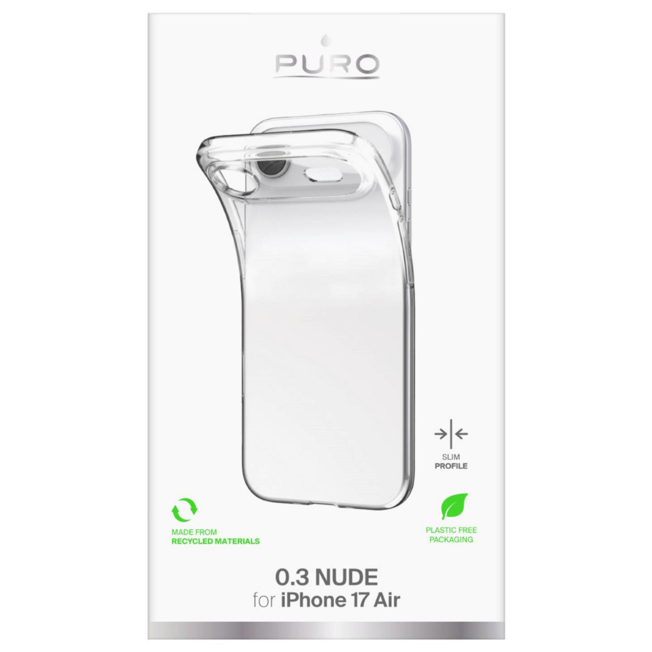 Transparente Hülle für iPhone 17 Air, schlank, aus recyceltem Material.