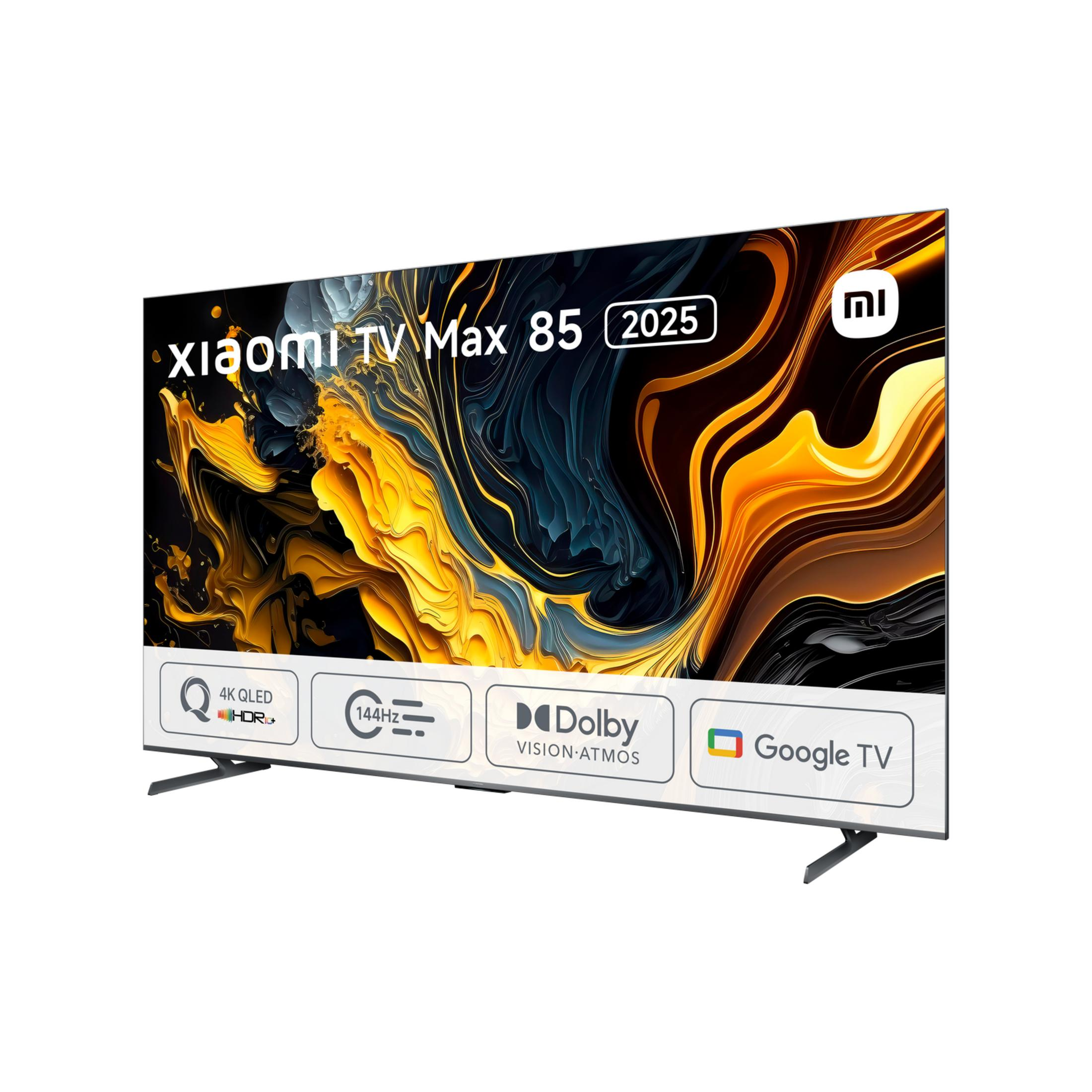 Un Xiaomi TV Max 85 2025 con 4K QLED, 144Hz y Dolby Vision-Atmos.