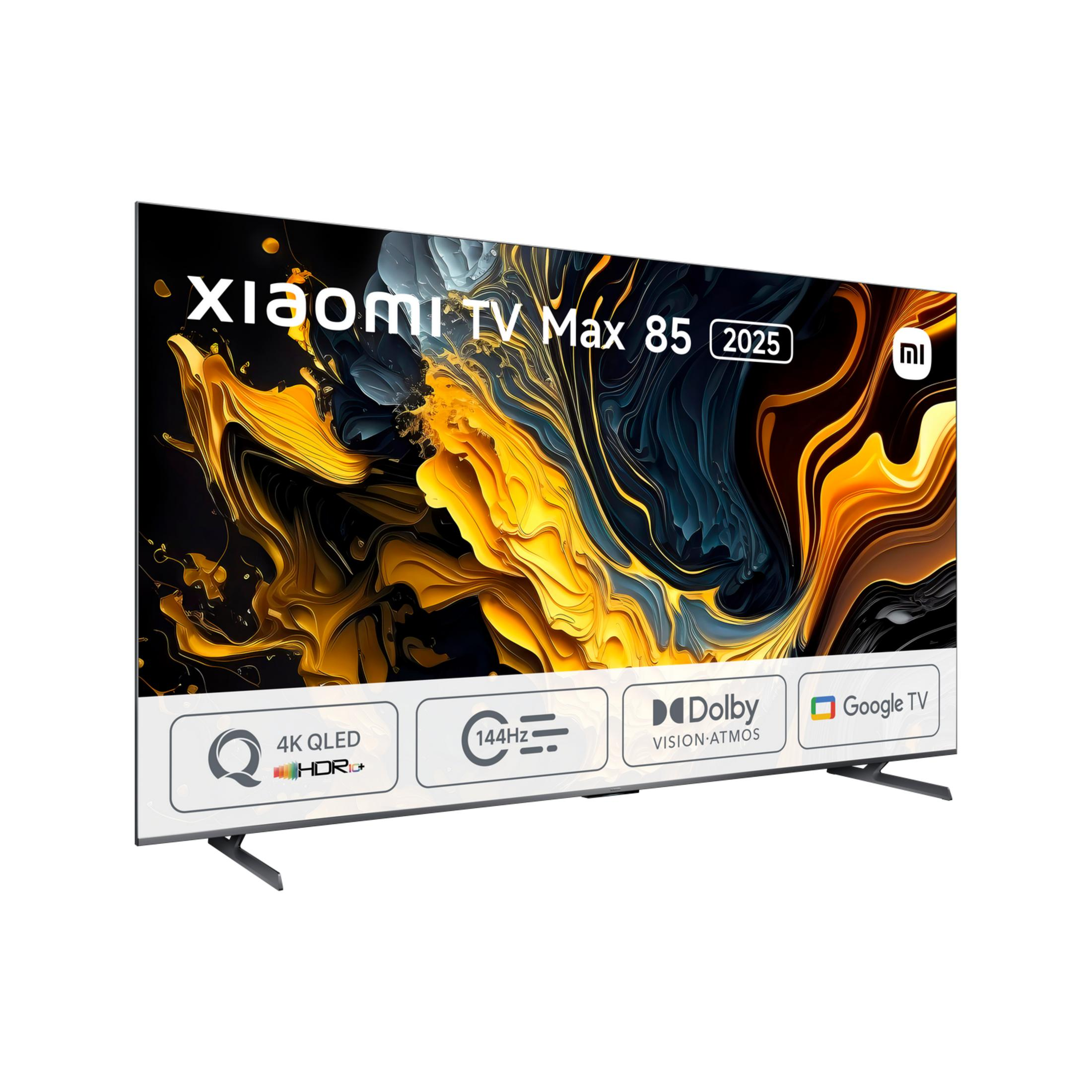 Xiaomi TV Max 85 2025 con 4K QLED, 144Hz, Dolby Vision Atmos, Google TV.