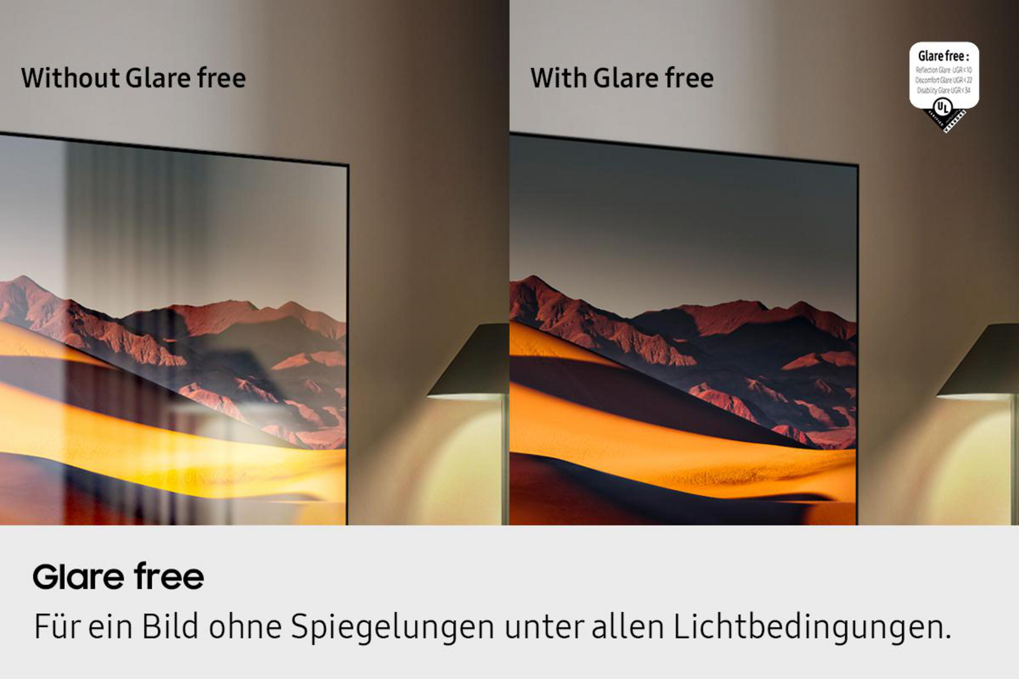 Bildschirmvergleich: Links mit Spiegelungen, rechts ohne.