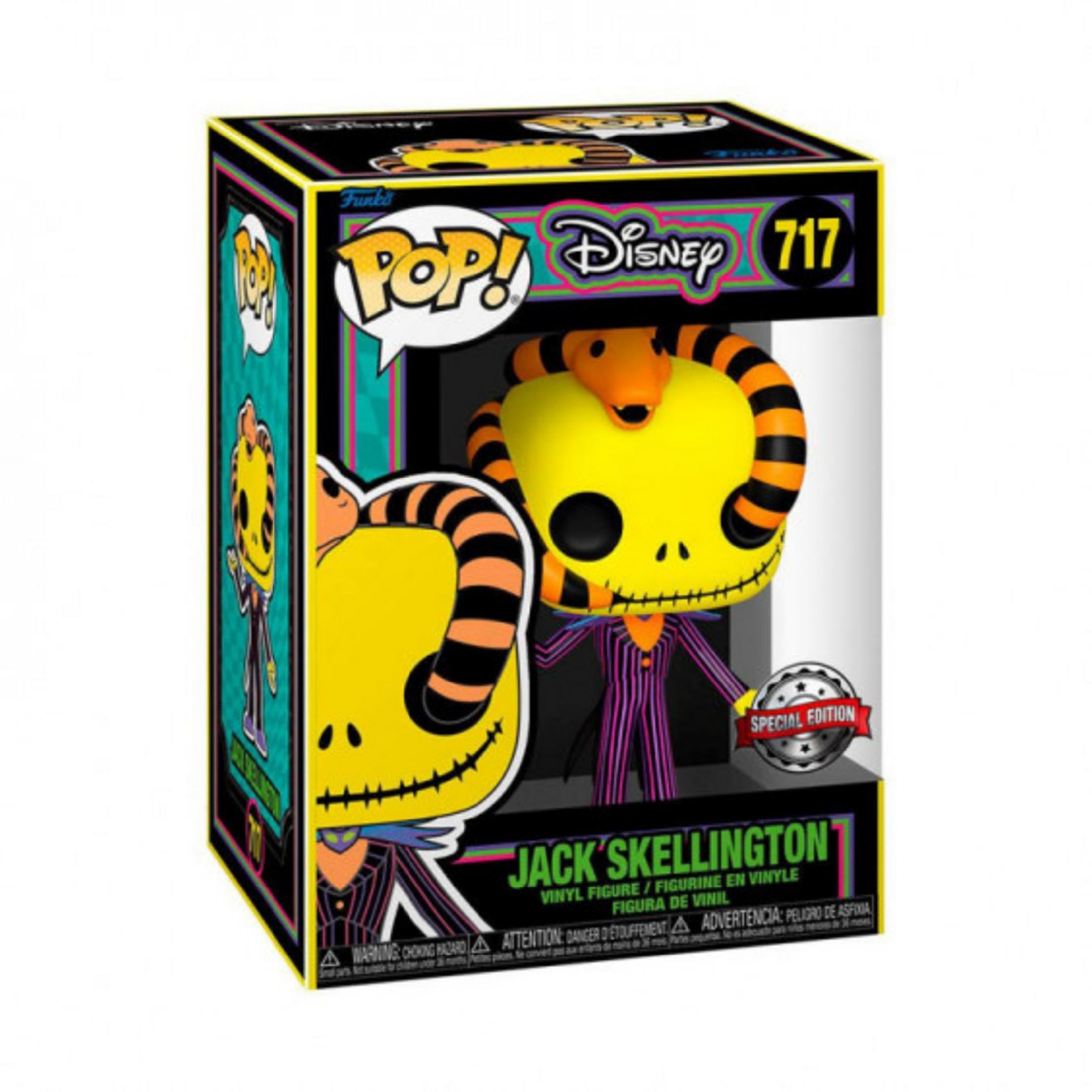 Figura de vinilo Funko Pop! Jack Skellington en caja. Cabeza amarilla, ojos negros.