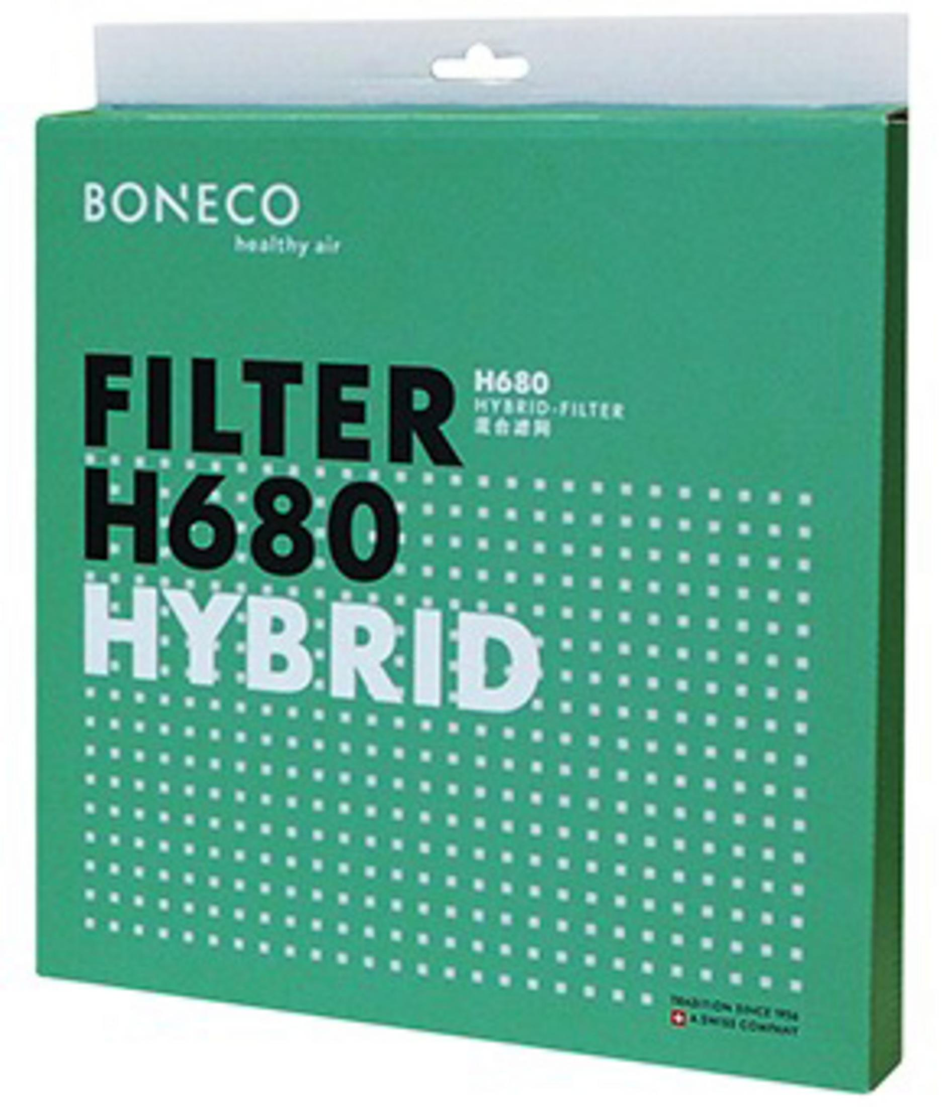 Scatola verde con testo BONECO FILTER H680 HYBRID.