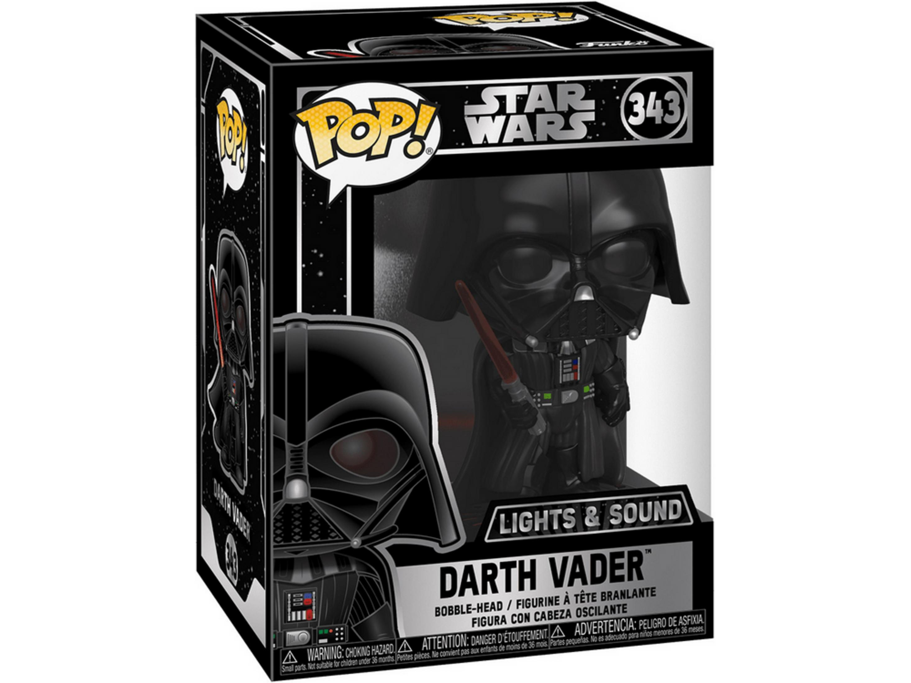 Funko Pop Darth Vader Figur in Verpackung mit Star Wars Logo.