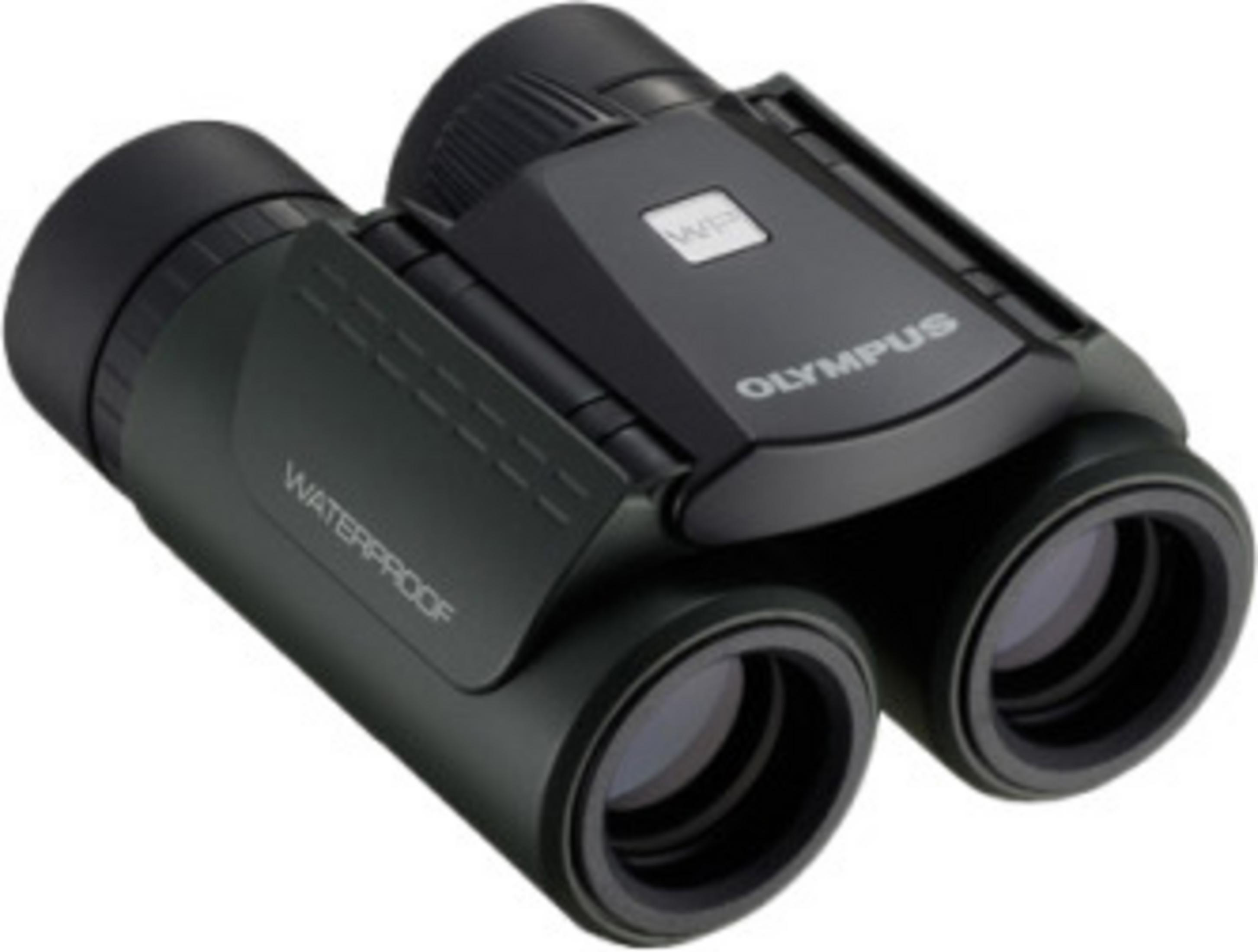 Binocolo Olympus nero con WR e scritta Waterproof.