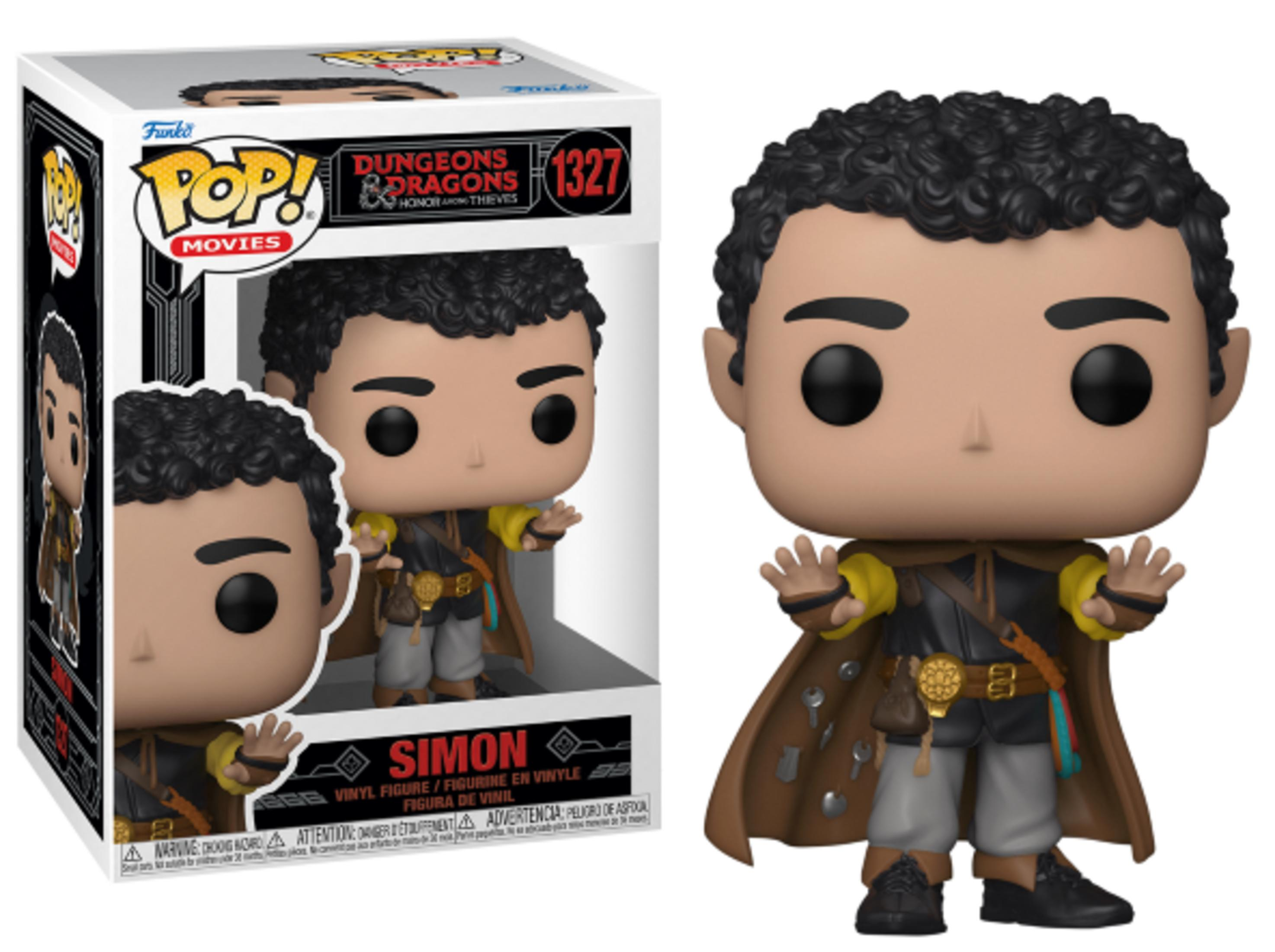Action figure Funko Pop di Simon da D&D: L'onore dei ladri, con mantello marrone.