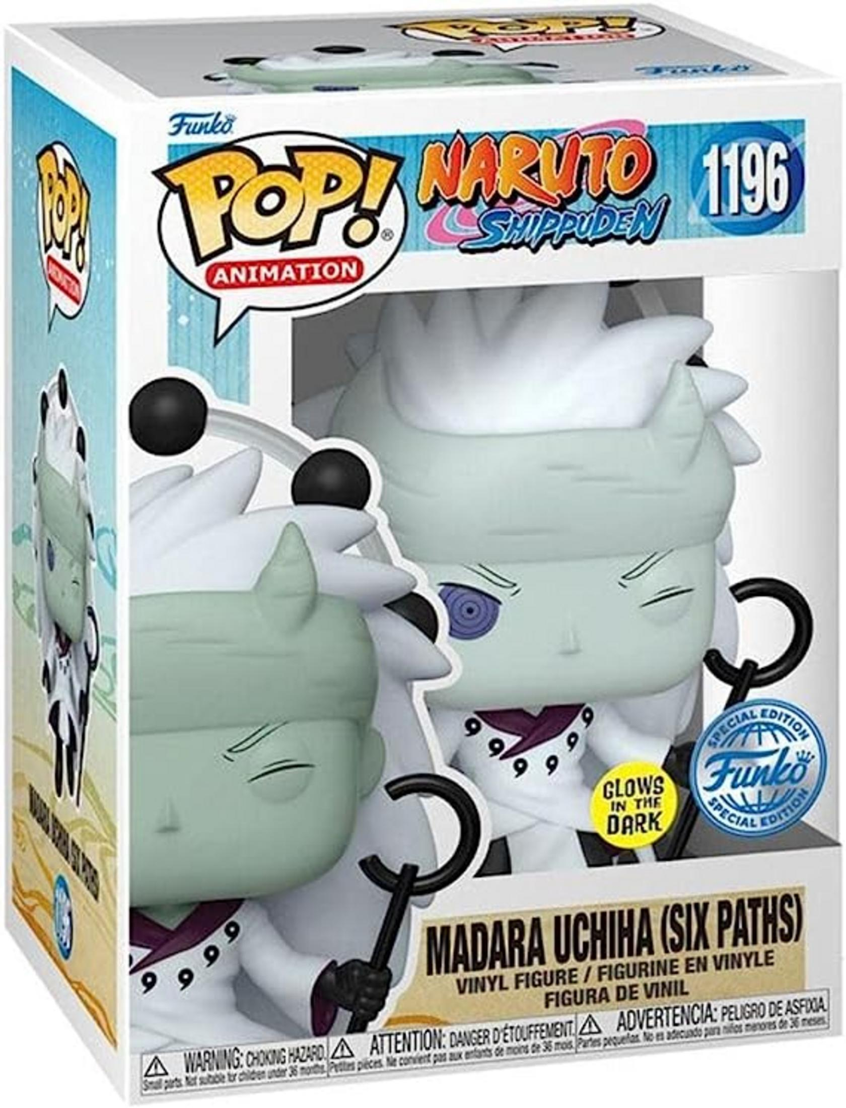 Action figure in vinile Funko Pop! Madara Uchiha (Six Paths) da Naruto Shippuden, brilla al buio.