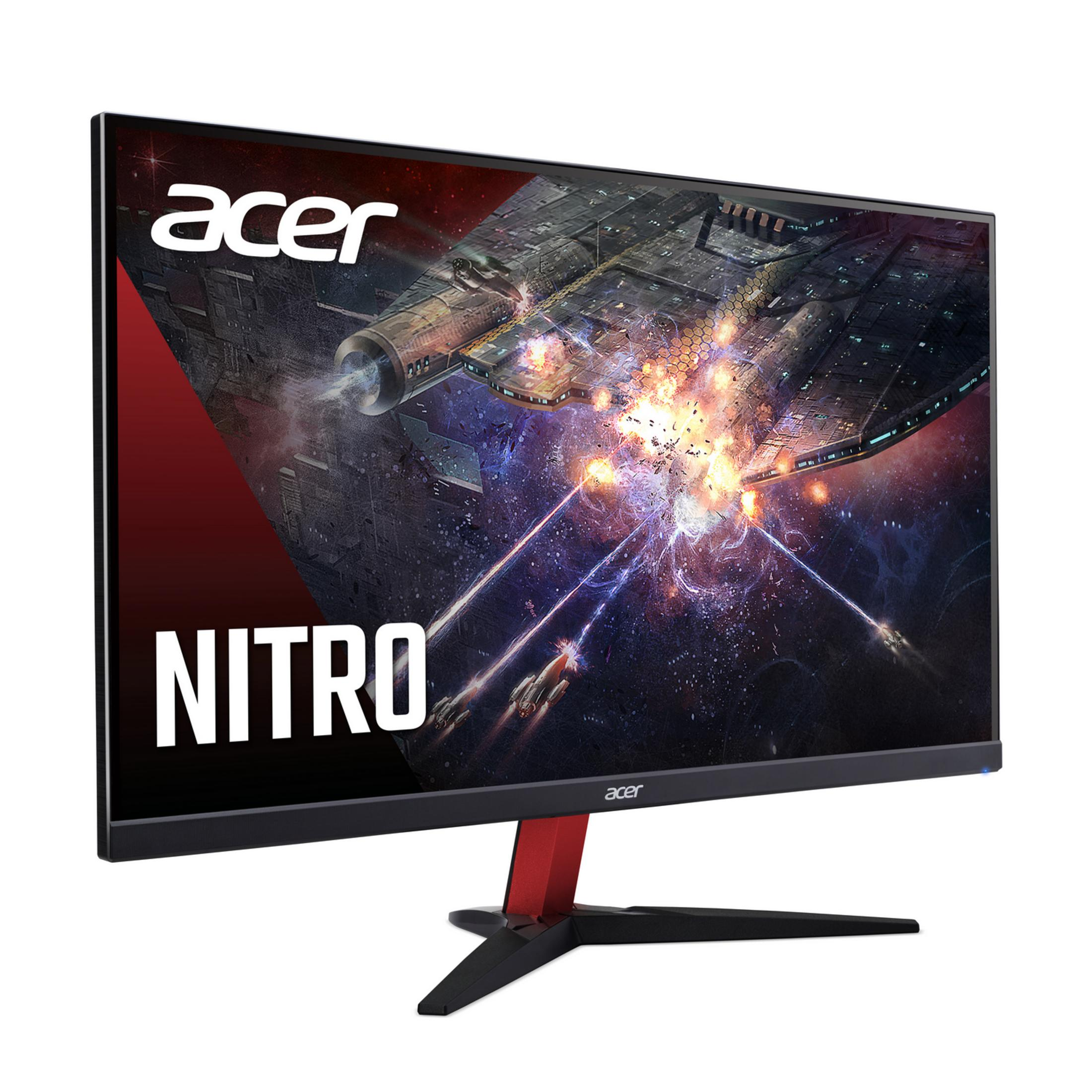 Bir Acer Nitro monitör gemiler ve patlamalarla uzay savaşı gösteriyor.