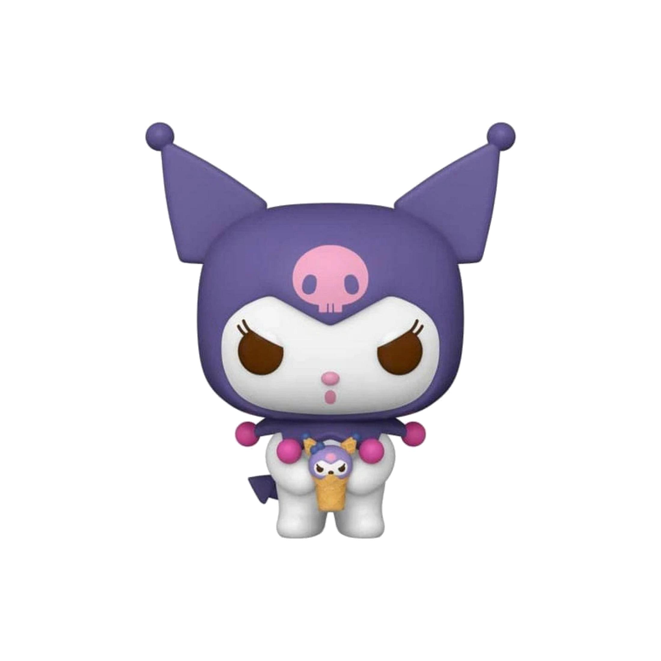 Figura viola con simbolo di teschio e dettaglio cono gelato.
