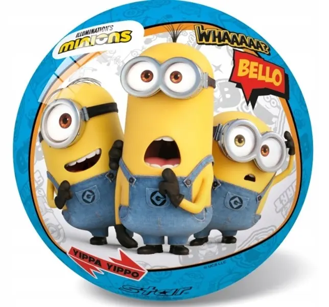 Trzy Minionki w goglach i ogrodniczkach. Jeden krzyczy, pozostali patrzą.