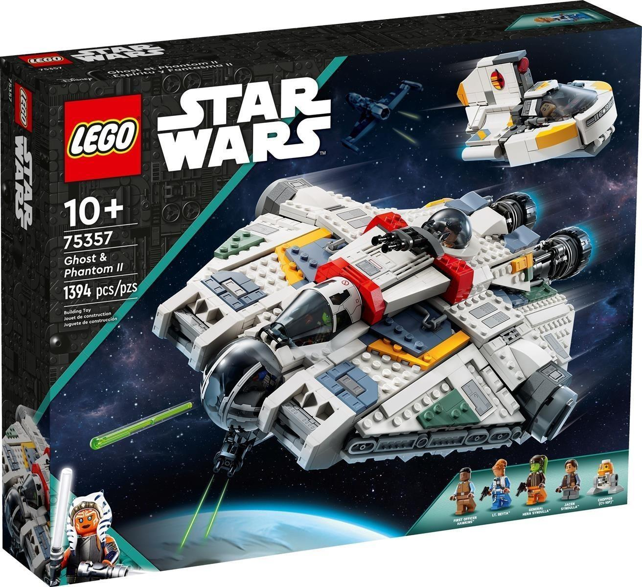 LEGO Star Wars Set mit Raumschiff, Minifiguren und Weltraumkulisse.