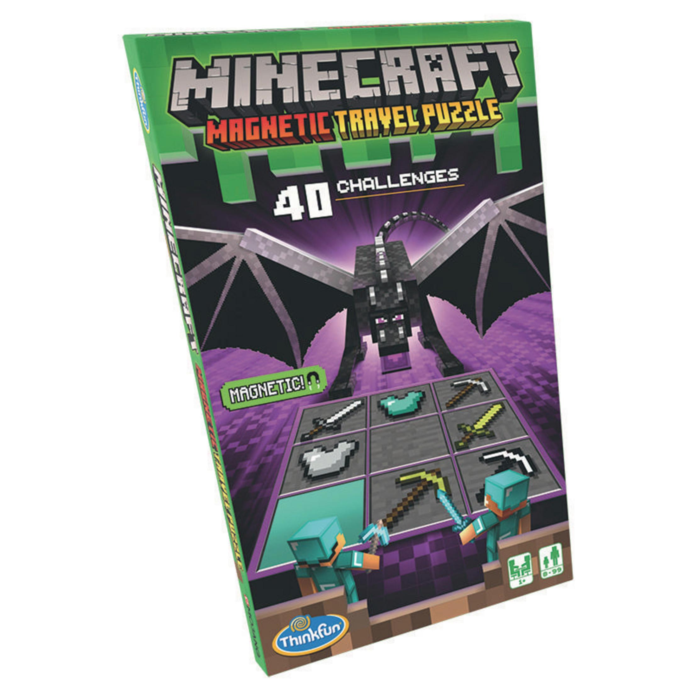 Boîte de puzzle magnétique de voyage Minecraft avec dragon et pièces.