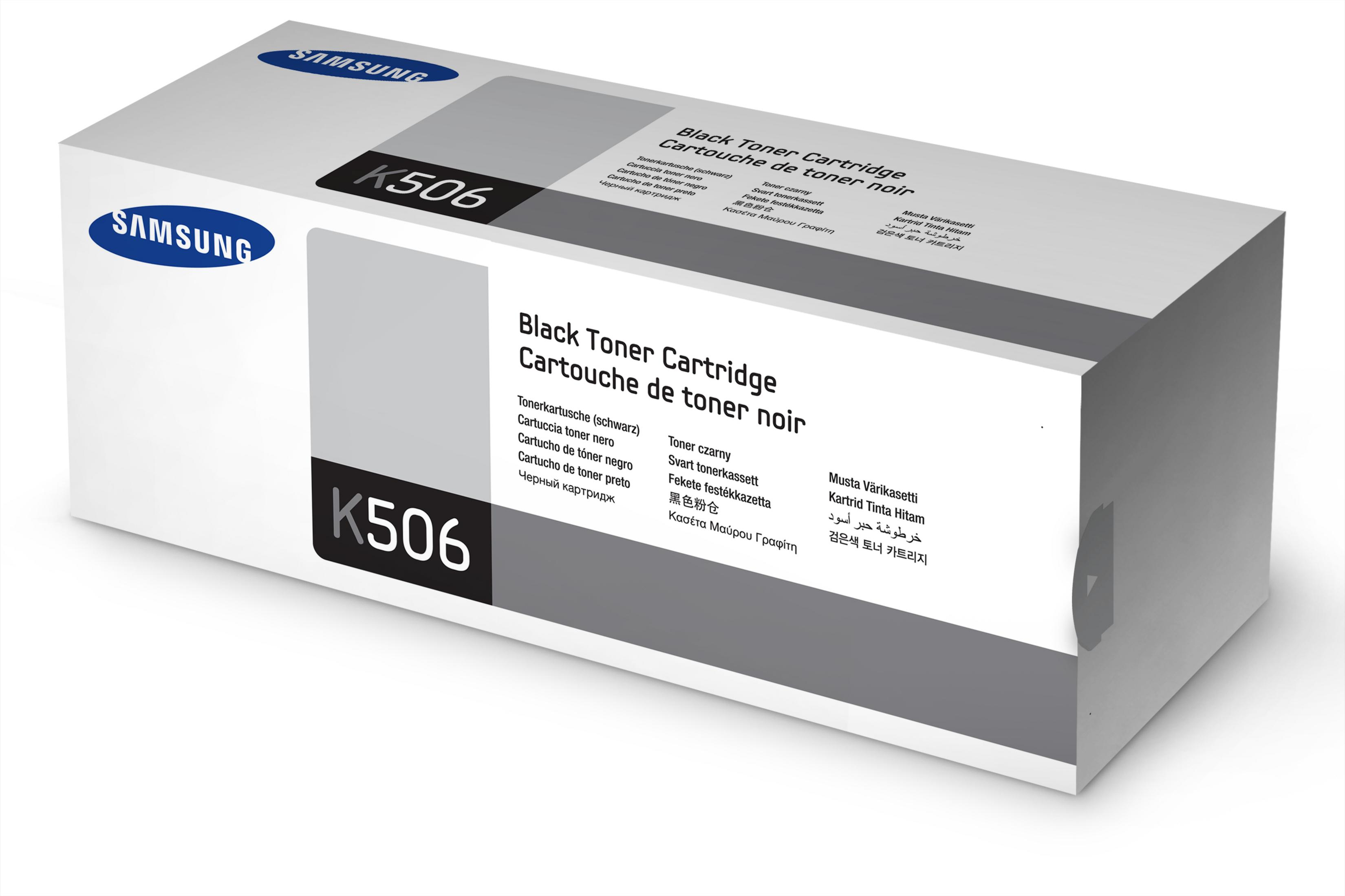 Confezione cartuccia toner nero Samsung K506 con logo SAMSUNG.