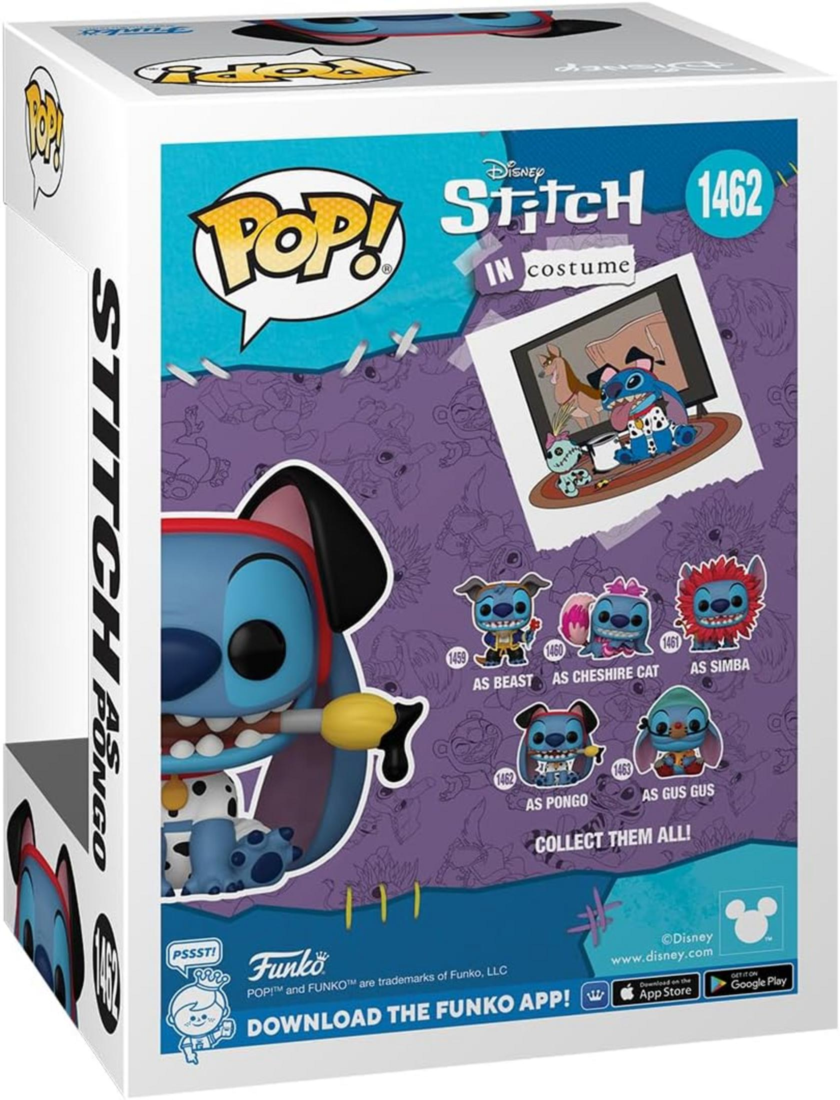 Caja Funko Pop! de Disney Stitch en serie de disfraces 1462 con Stitch como Pongo.