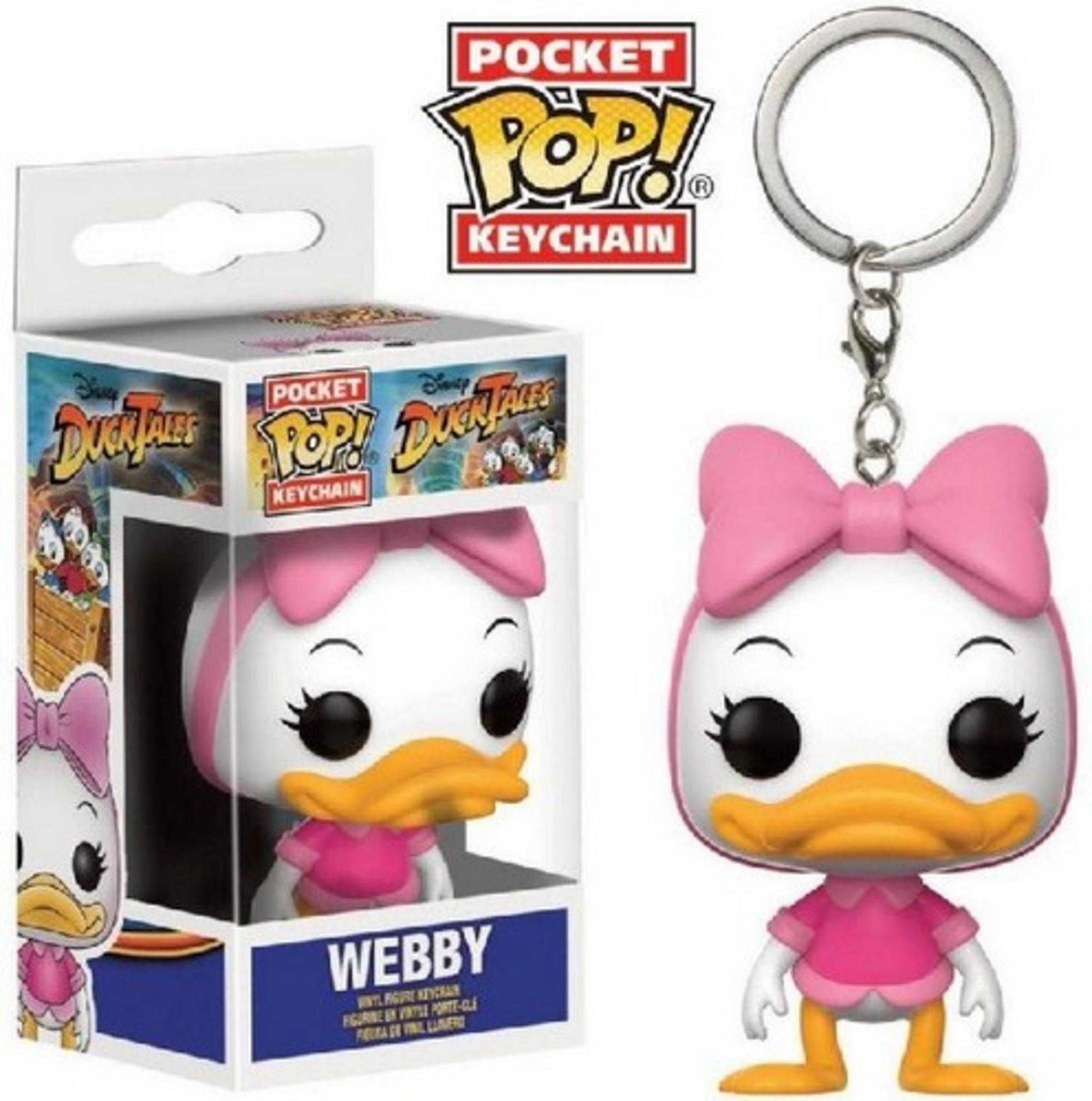 Webby Duck als Funko Pop! Schlüsselanhänger im Karton und lose.