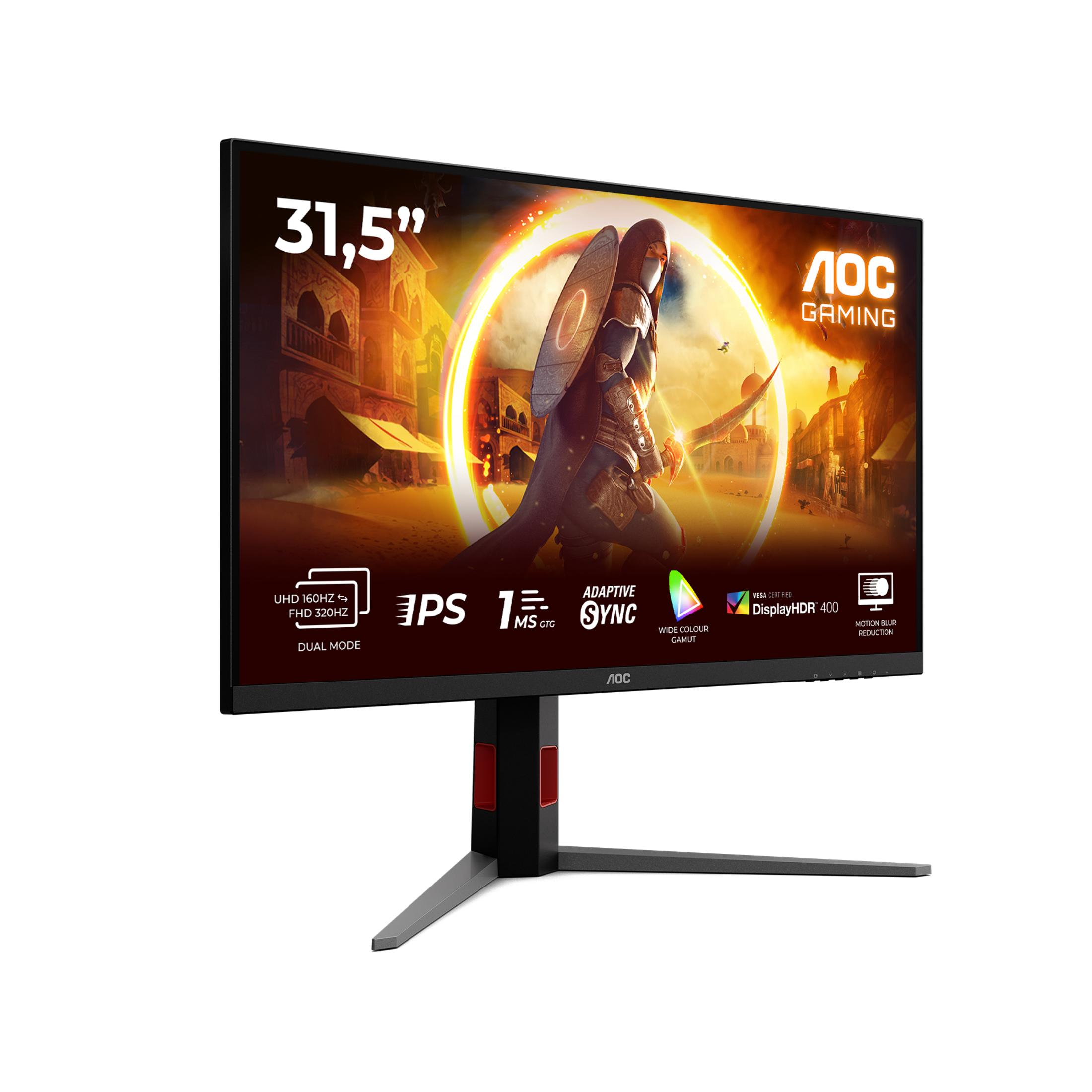 Monitor gaming 31,5" z grafiką z gry fantasy.
