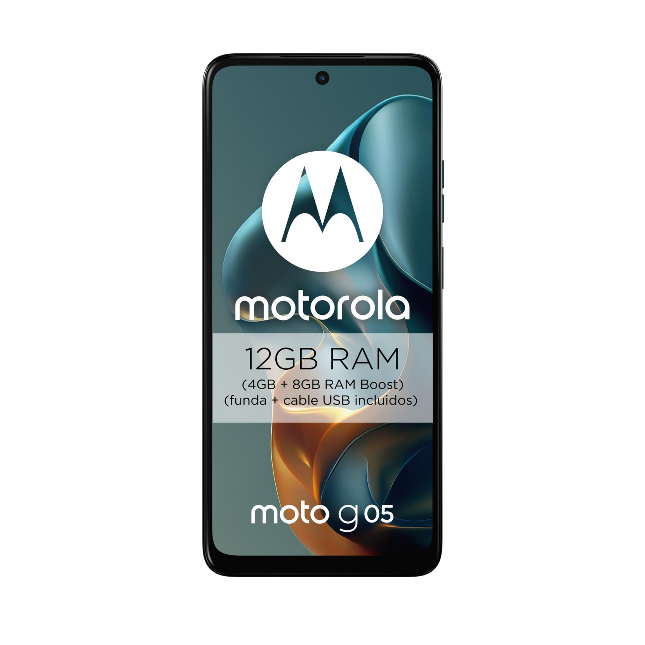Motorola moto g05 Smartphone mit 12GB RAM und Zubehör.