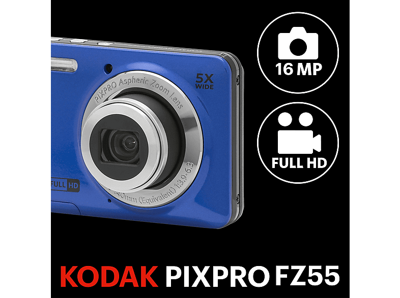 Cámara digital | KODAK FZ55-BL, 16,35 megapixel, Full HD 1080p
