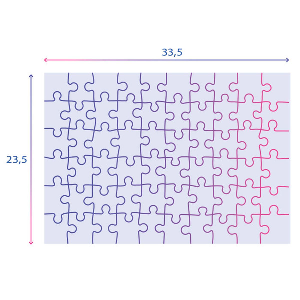 Puzzle z 63 elementów, przechodzące od fioletu do różu.