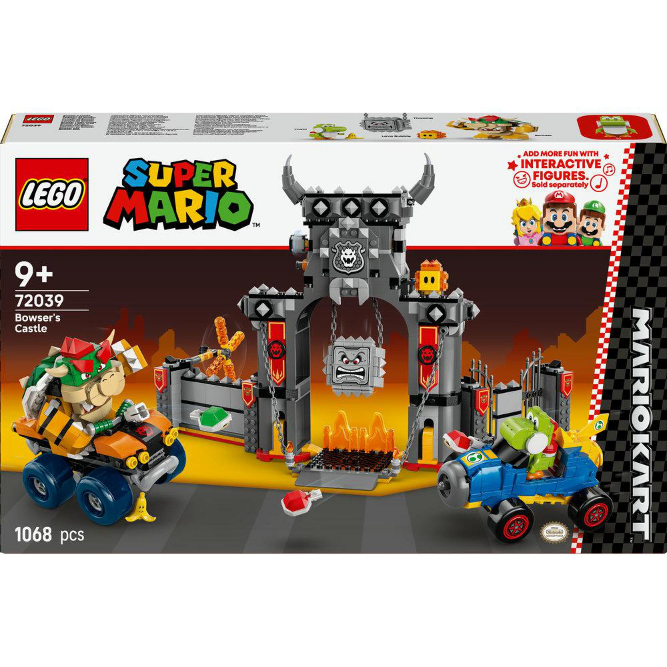 Set LEGO Super Mario Castillo de Bowser con vehículos y elementos interactivos.