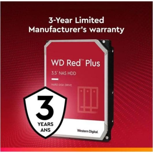 WD Red Plus 3,5" NAS HDD met 3 jaar garantie. Rood design.