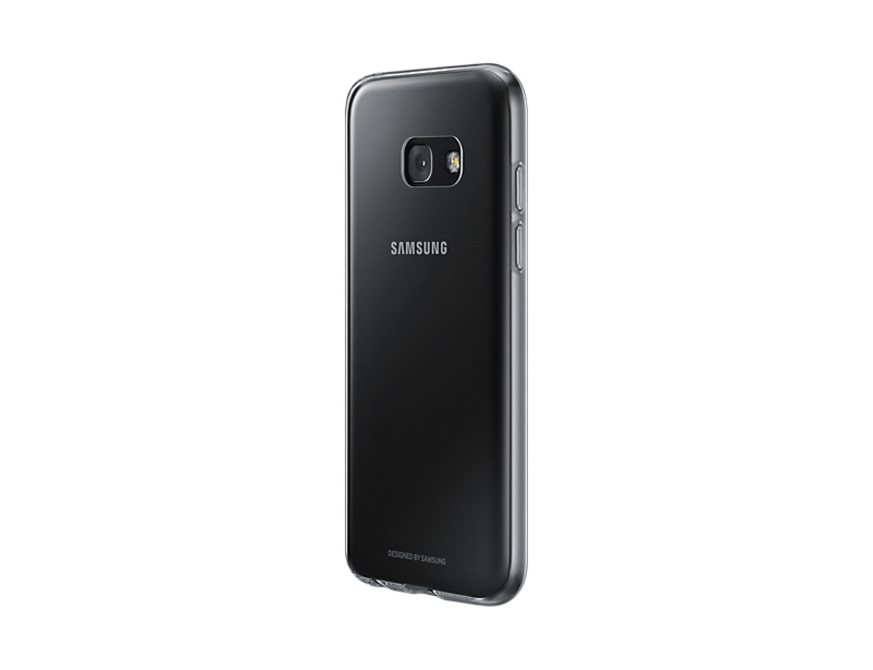 Rückseite eines schwarzen Samsung Smartphones mit Kamera und Logo.