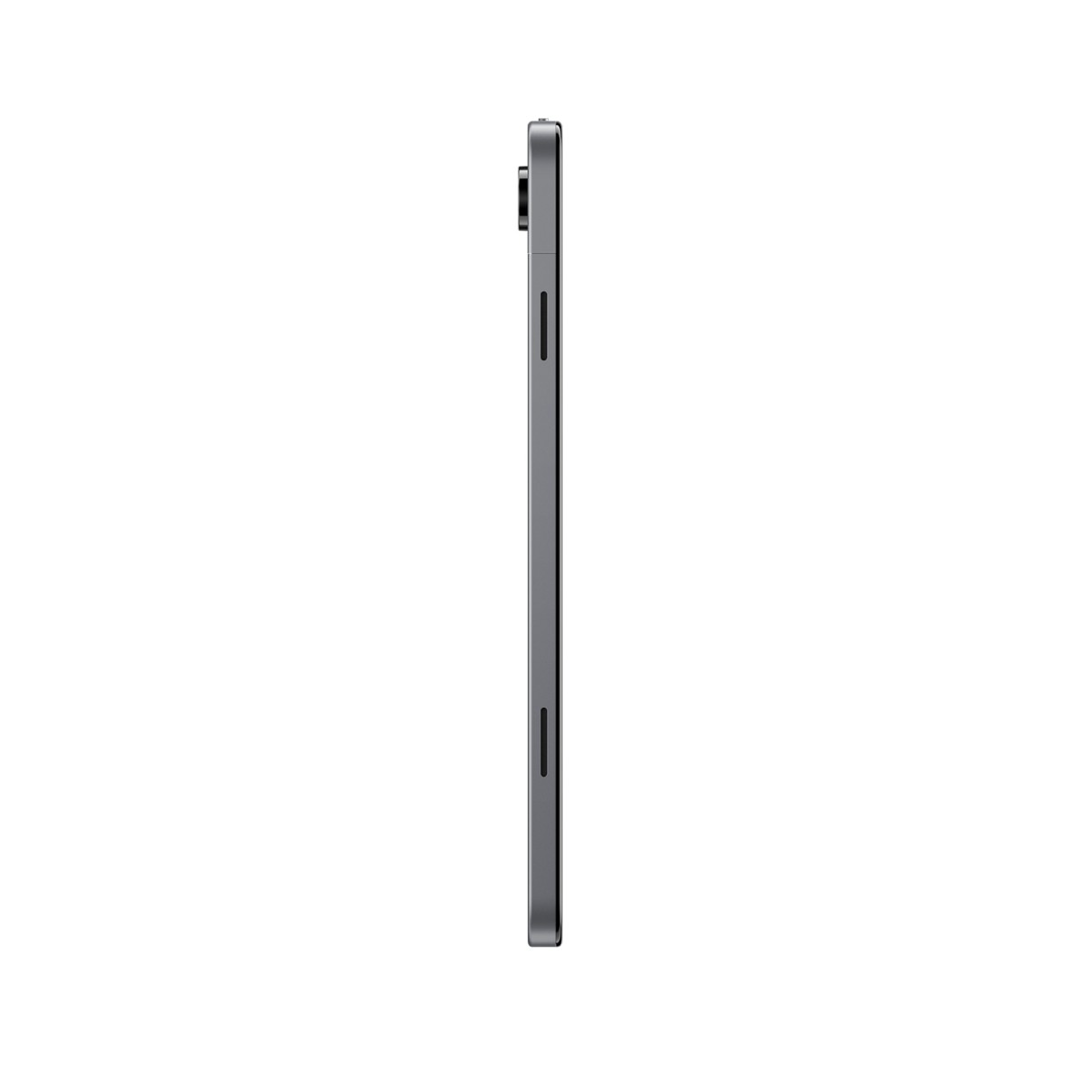 Tablette grise de profil avec objectif de caméra en haut à droite.