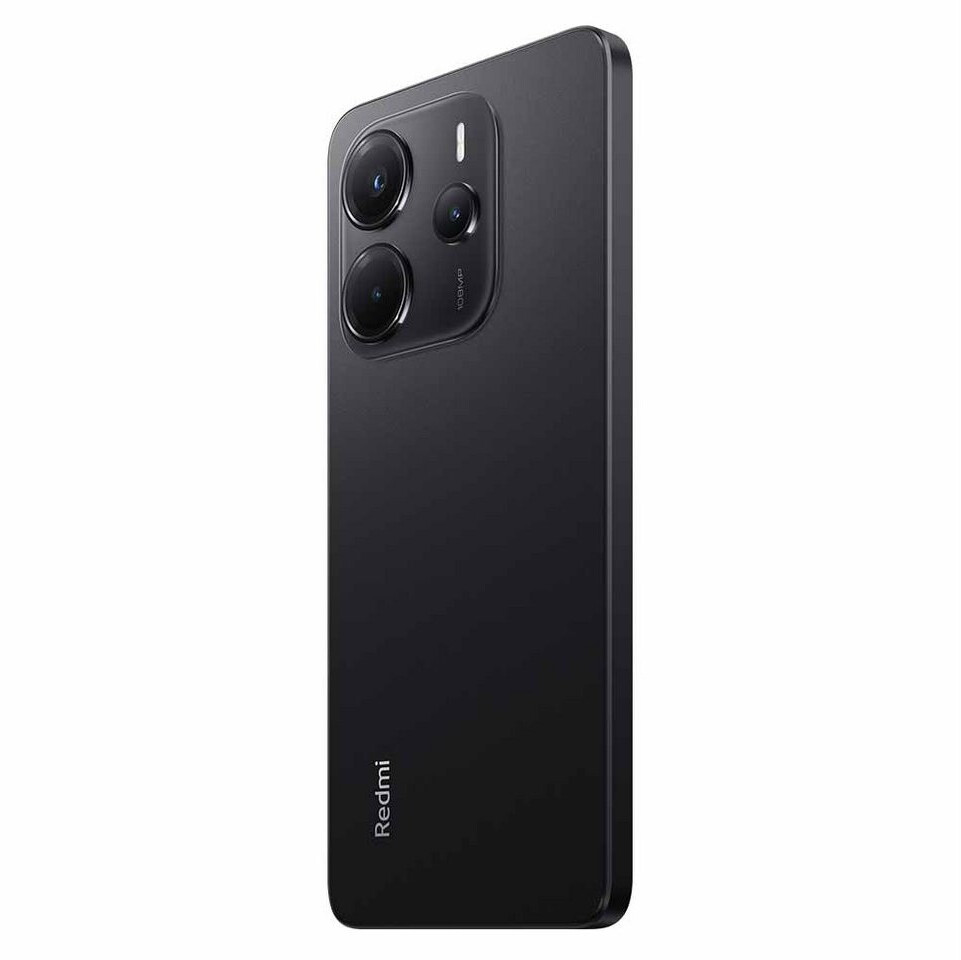 Schwarzes Smartphone mit drei Kameras und „108MP“-Aufschrift.
