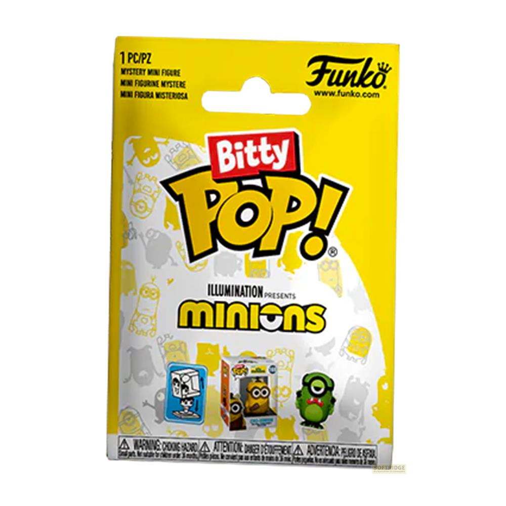 Funko Bitty Pop! Minions Mystery Figurinen-Verpackung mit Bildern von Minions.