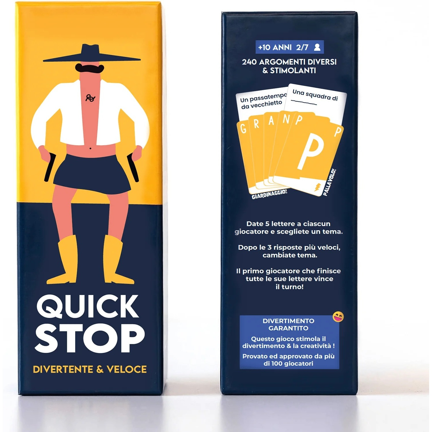 Die Spielepackung zeigt einen Cowboy mit Hut, Schnurrbart, weißer Jacke, schwarzem Rock und gelben Stiefeln.