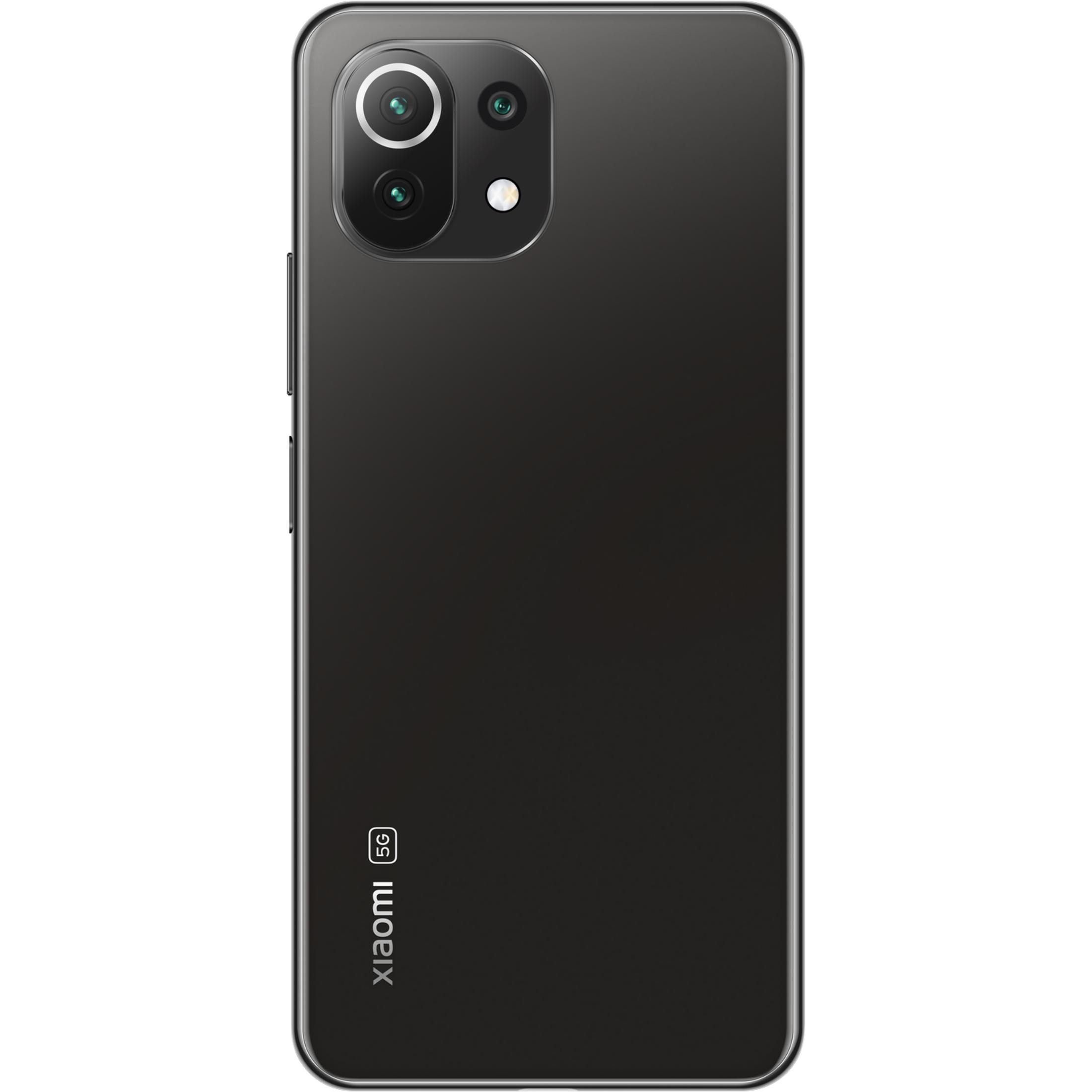 Dunkelgraues Xiaomi Smartphone mit 5G-Logo und dreifacher Kamera.