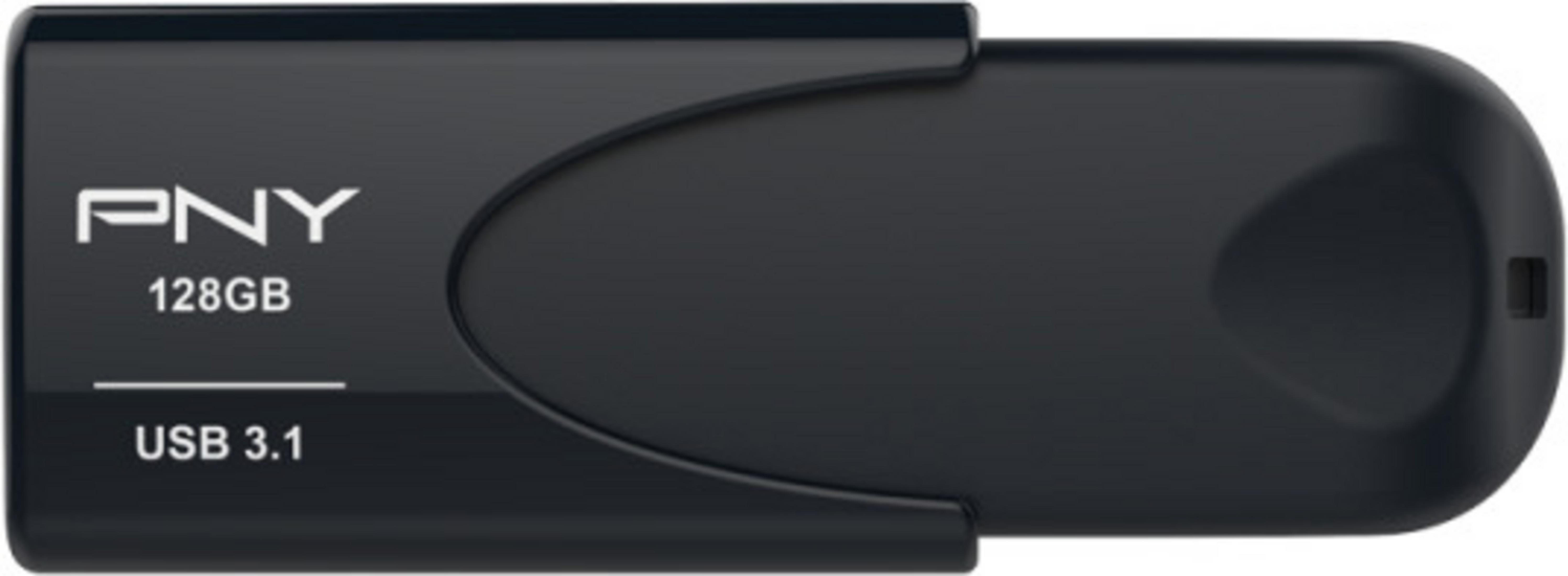 Pen drive PNY USB 3.1 nero da 128GB con estremità arrotondata.