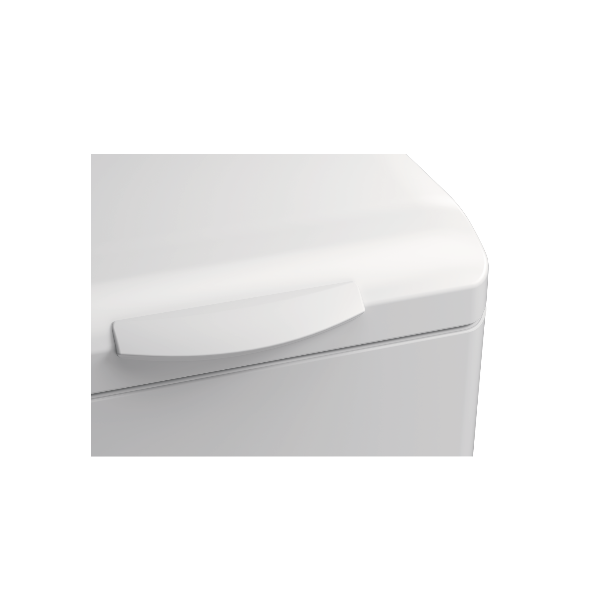 Una caja blanca con un asa redondeada en la superficie superior.