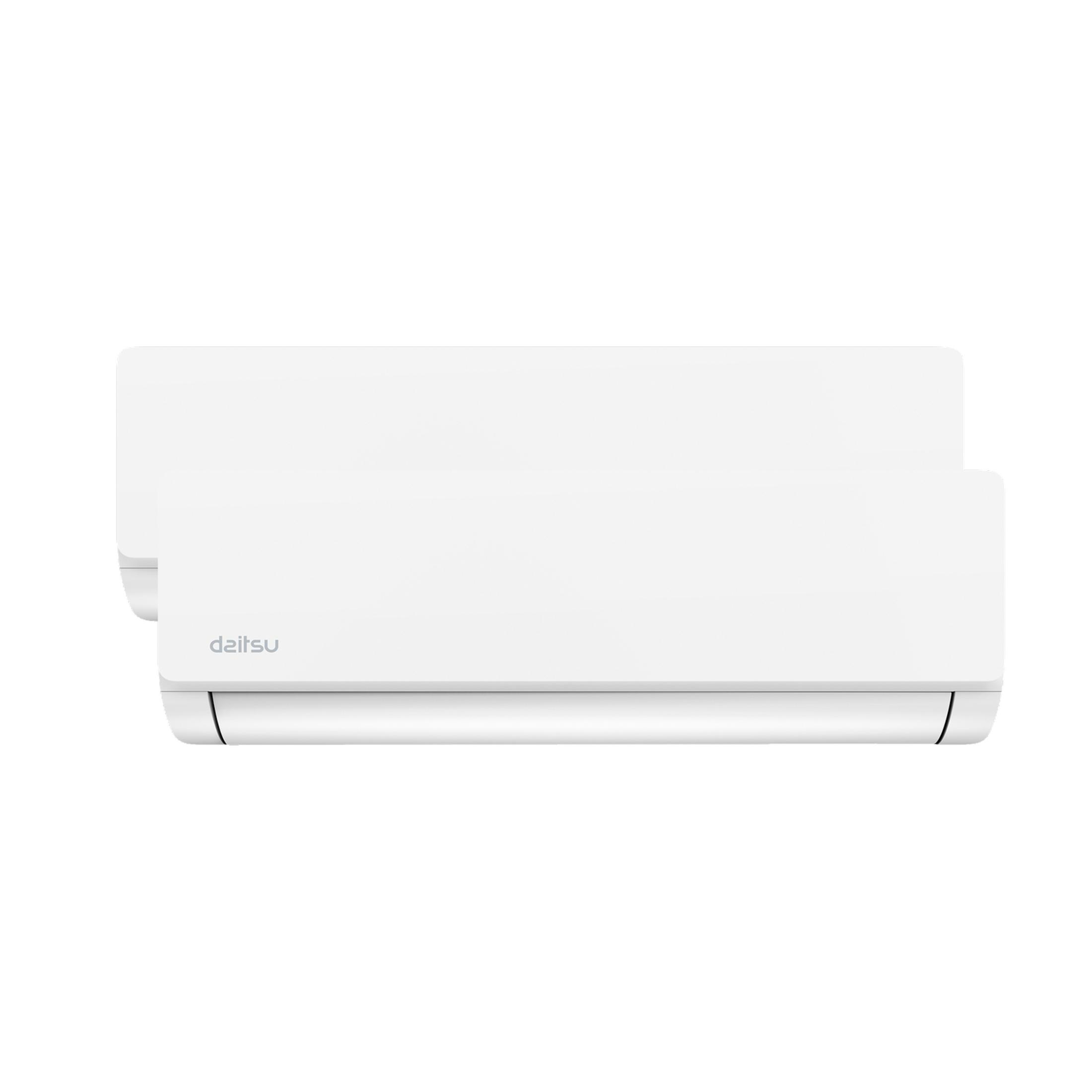 Una unidad de aire acondicionado Daitsu blanca, montada en pared, con diseño elegante.