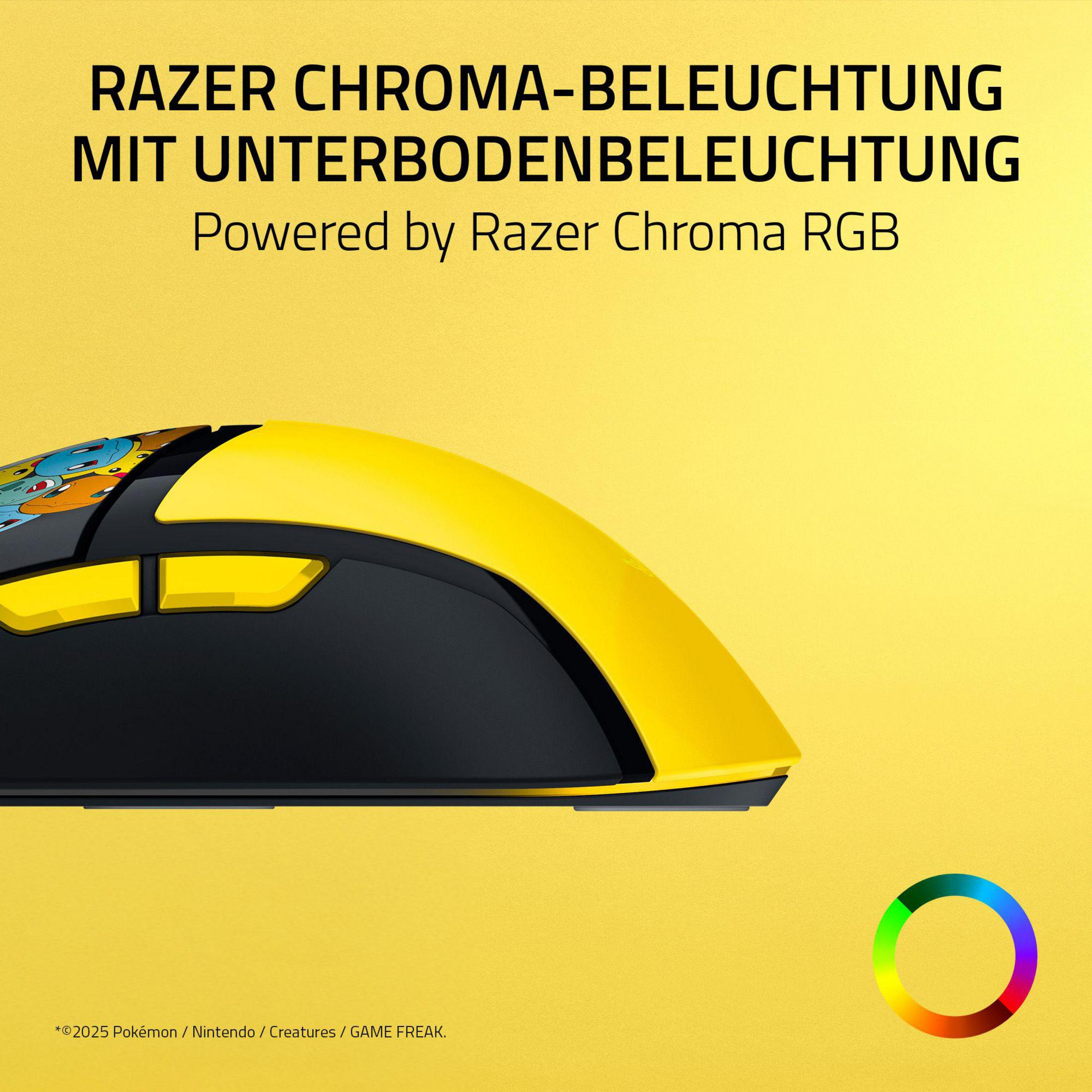 Mouse gaming Razer con design Pokémon e illuminazione Chroma RGB.