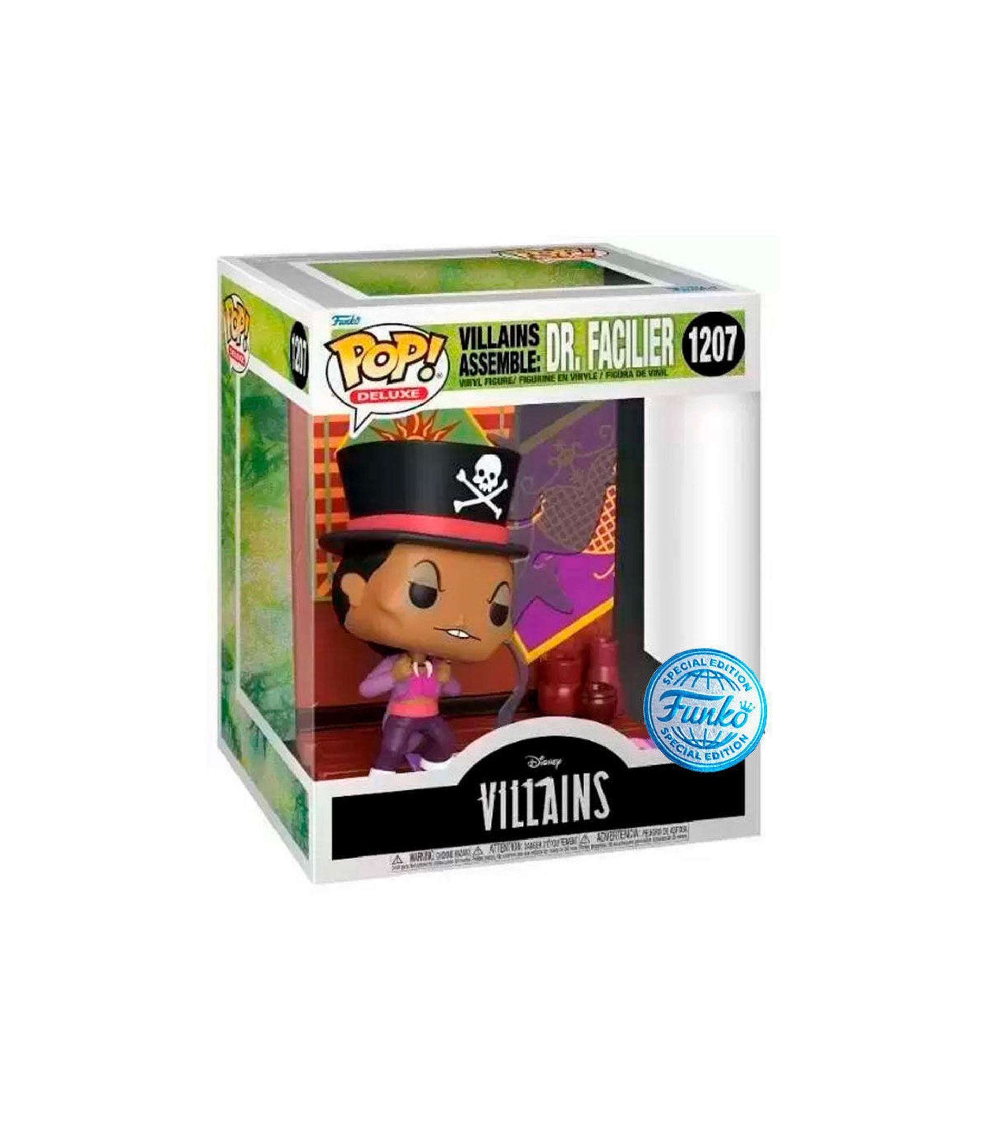 Figura Funko Pop! Deluxe Dr. Facilier en caja, con sombrero de copa y calavera.