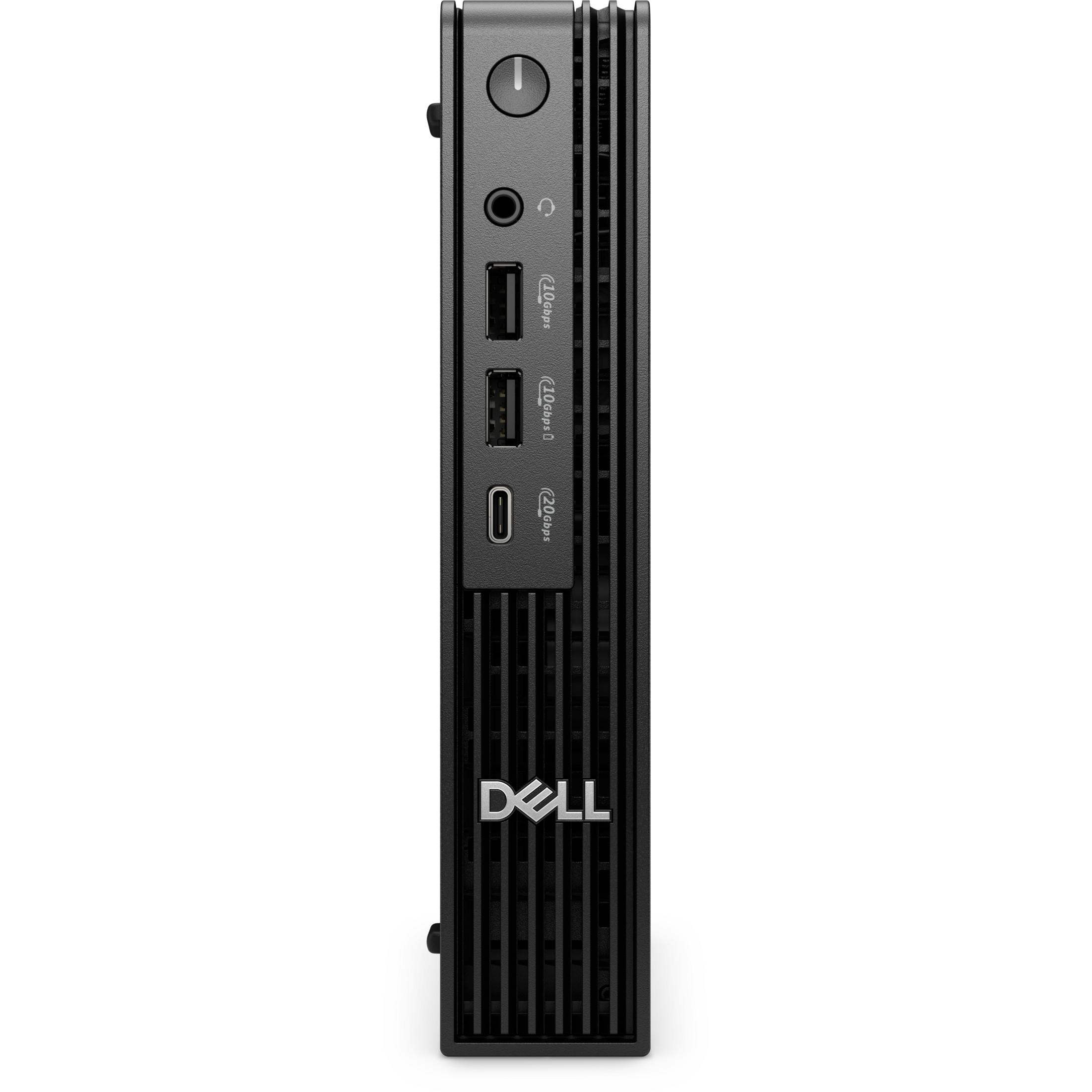 Mini PC Dell nero con porte anteriori e fessure di ventilazione.