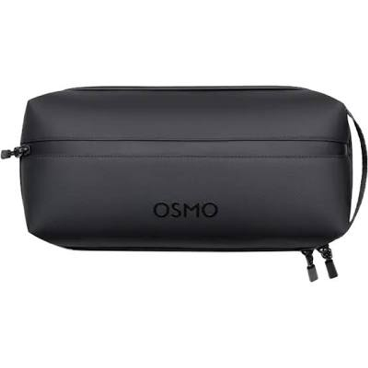 Bolso negro con cremalleras y el logo "OSMO" en el frente.