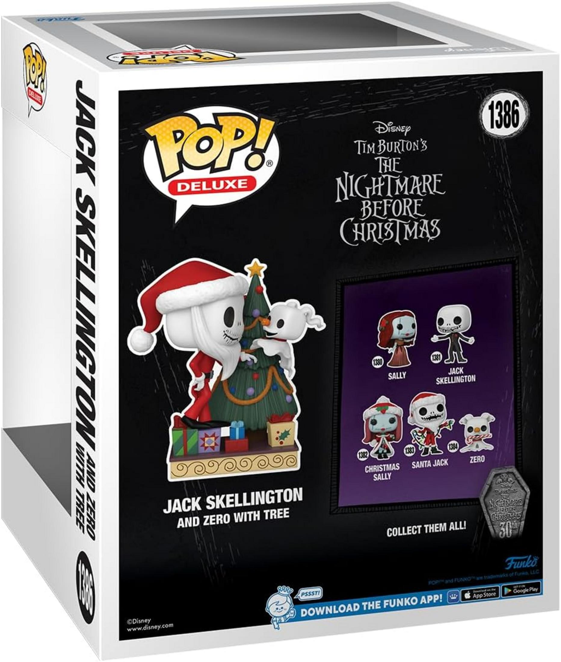 Scatola Funko Pop Deluxe di Jack Skellington e Zero con albero da Nightmare Before Christmas.