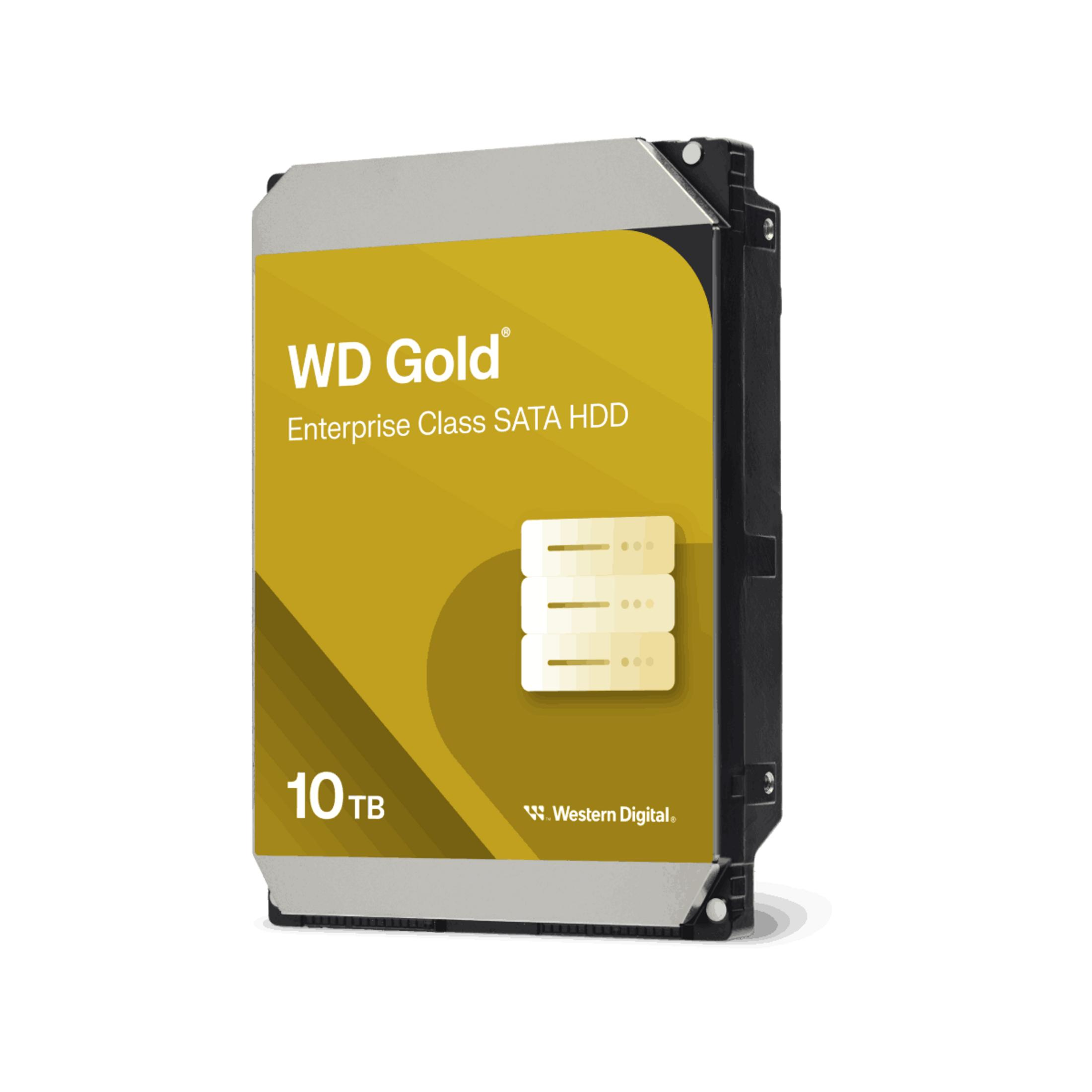 WD Gold 10TB SATA HDD Enterprise Class con logo Western Digital.