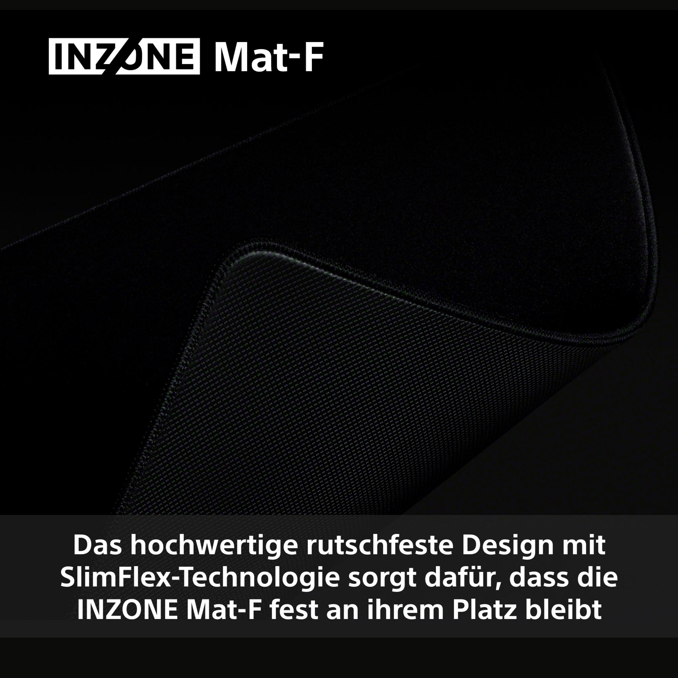 Tappetino per mouse INZONE Mat-F nero con retro testurizzato e testo.