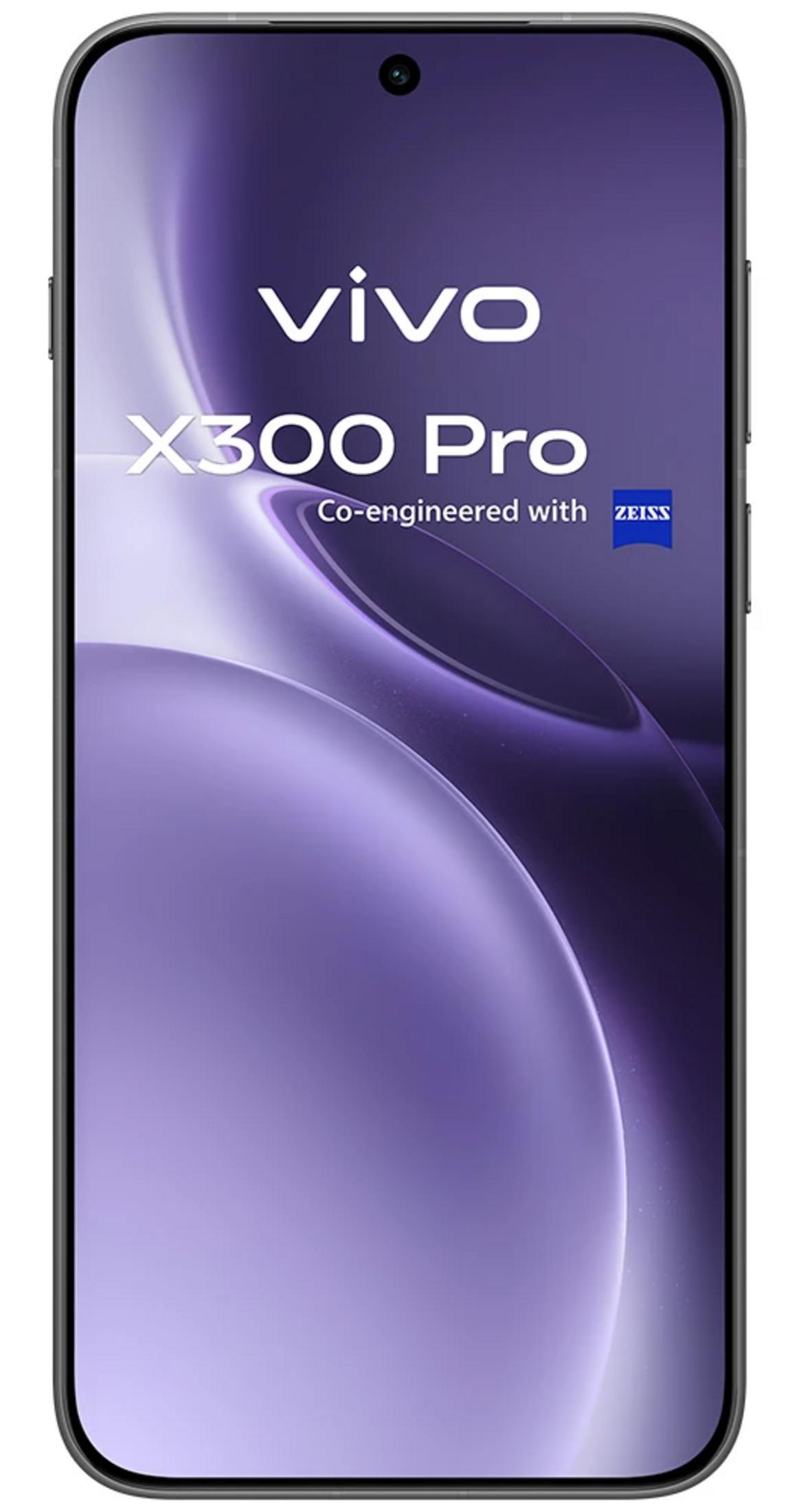 Ein Vivo X300 Pro Smartphone mit violettem Hintergrund.