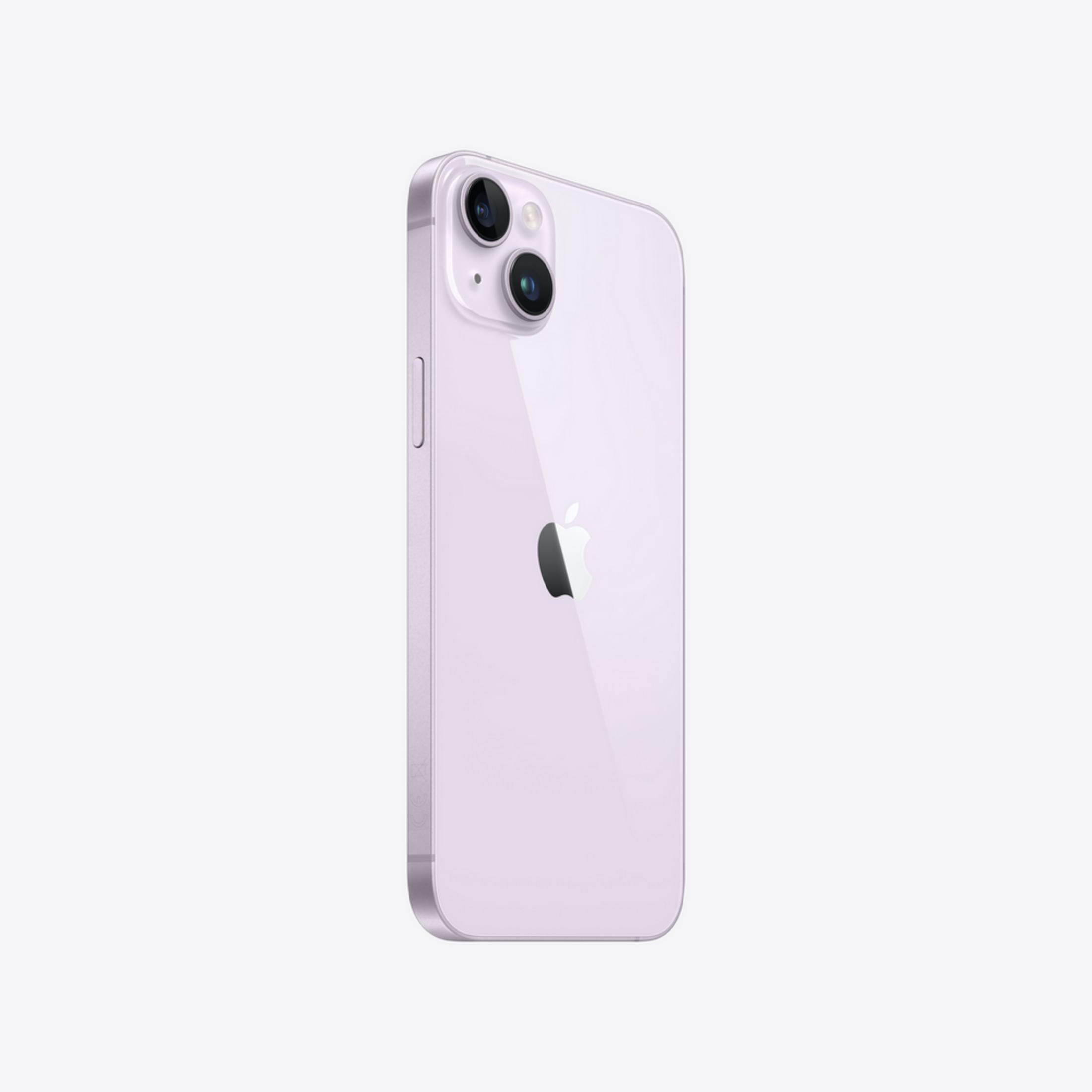 Un iPhone viola con due fotocamere e un logo Apple sul retro.